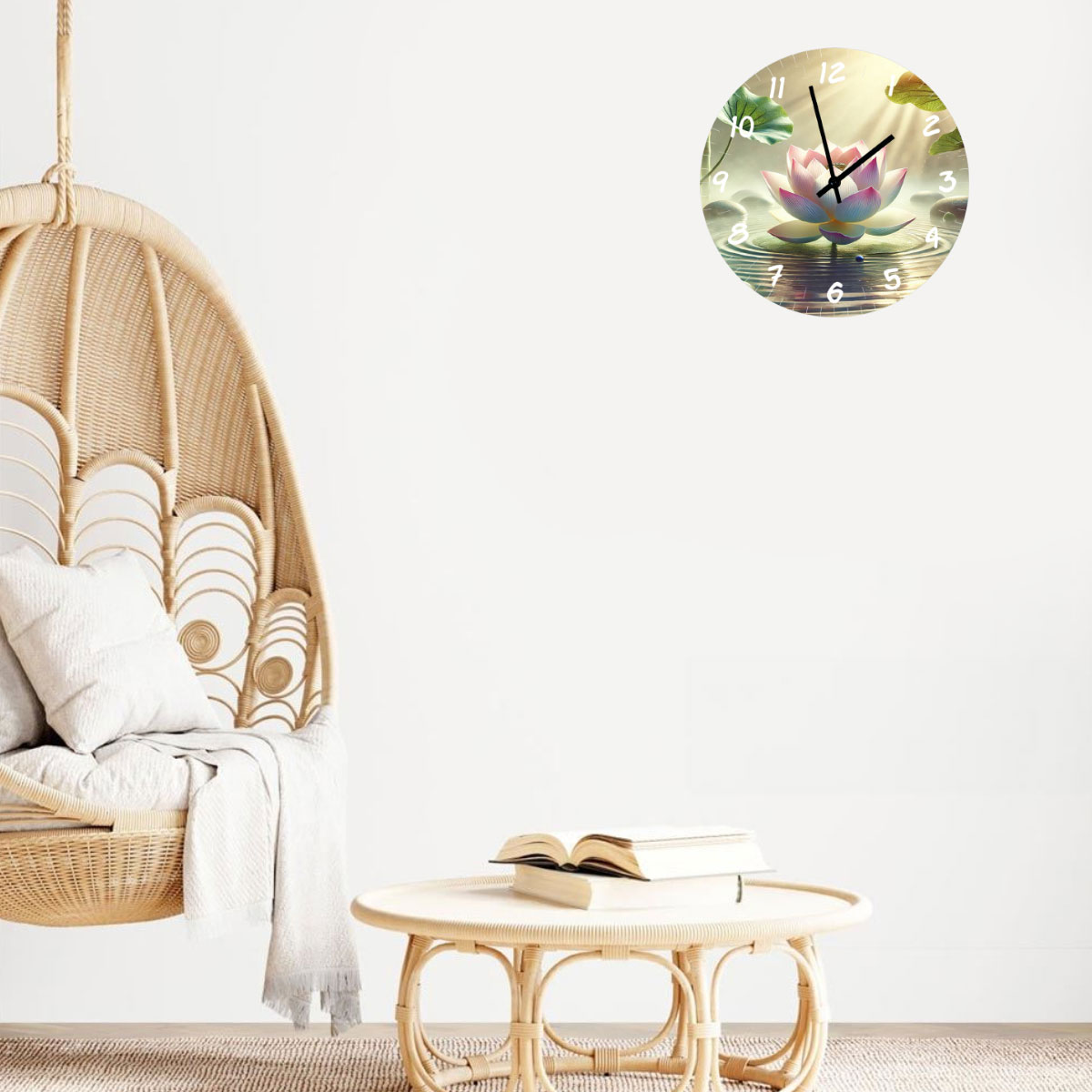 Horloge Ronde en verre abondance du lotus  CBKreation 29 cm