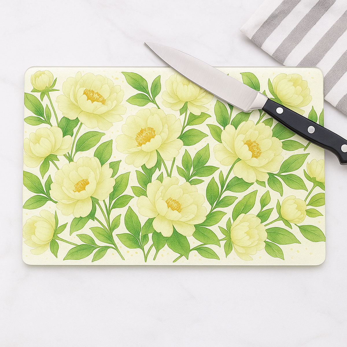 Planche  dcouper Pivoines blanches  28,5  20 cm