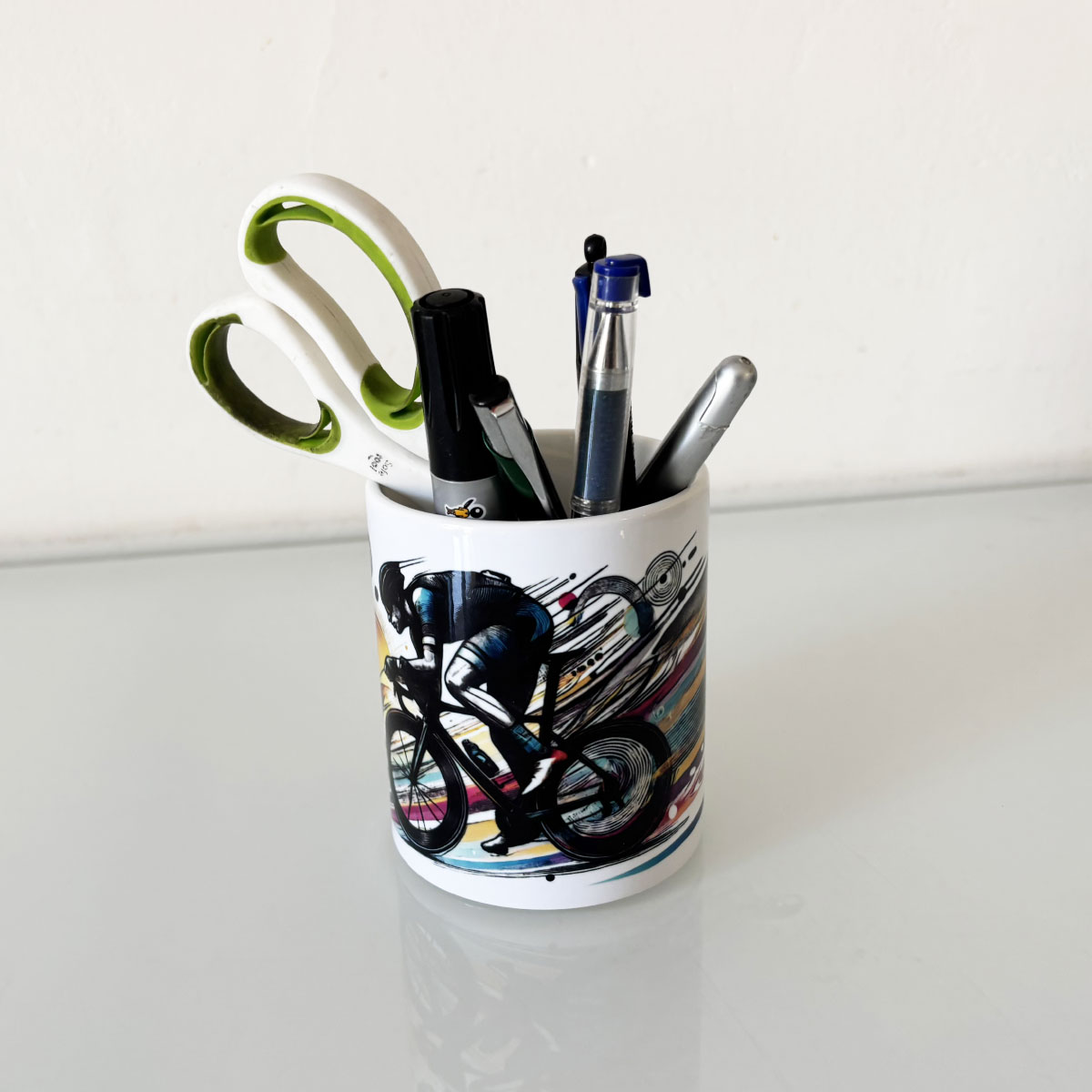 Pot  crayons en cramique  Cyclisme