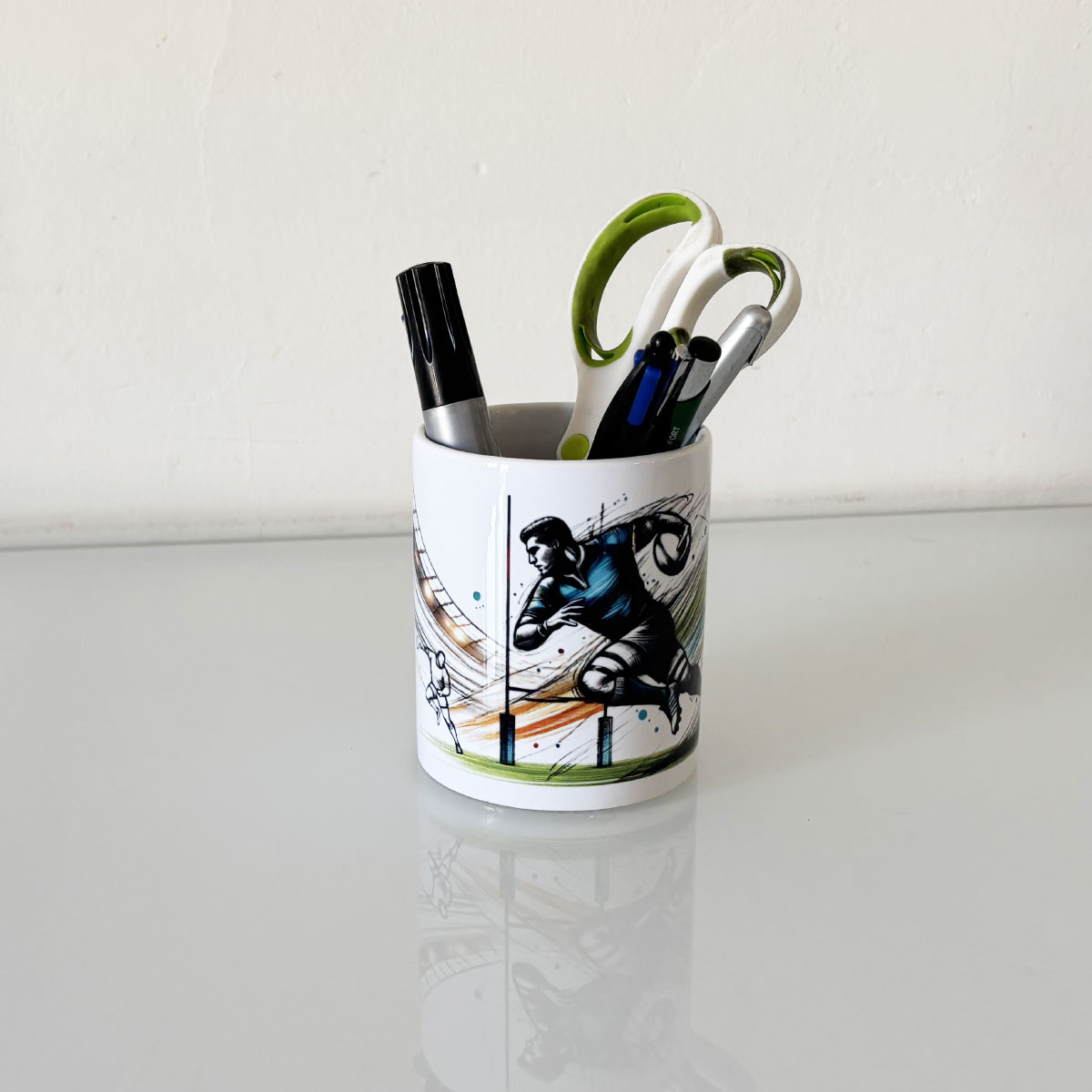 Pot  crayons en cramique  Rugby
