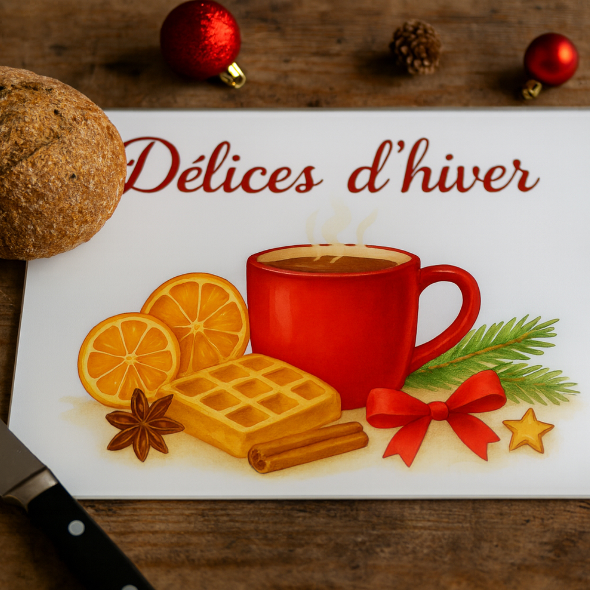 Planche  dcouper en verre  Dlices dhiver