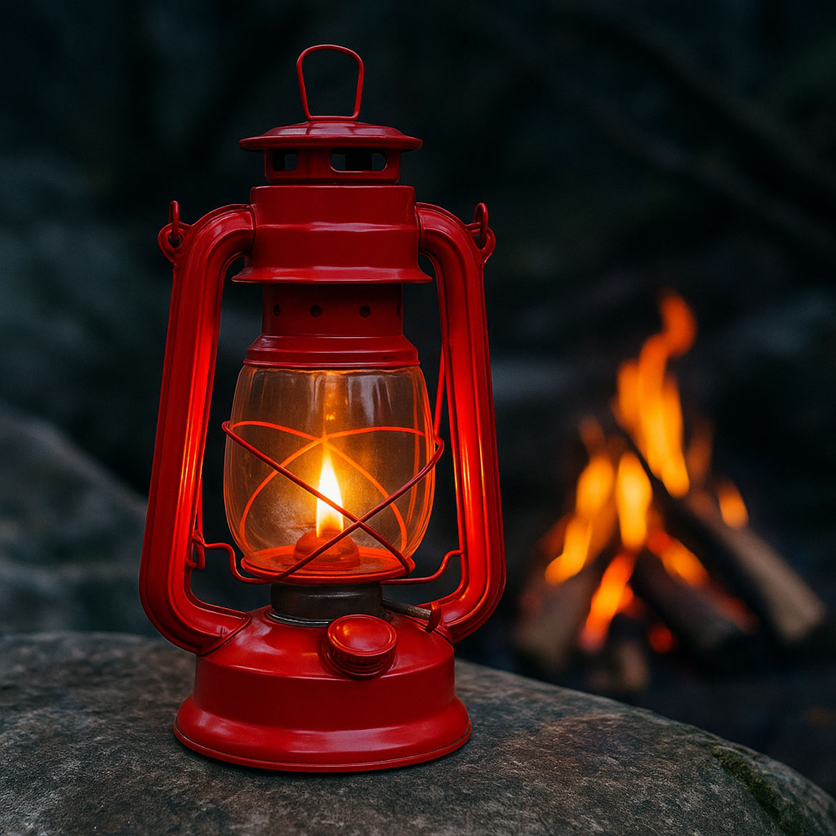 Lampe tempte en mtal rouge 30 cm