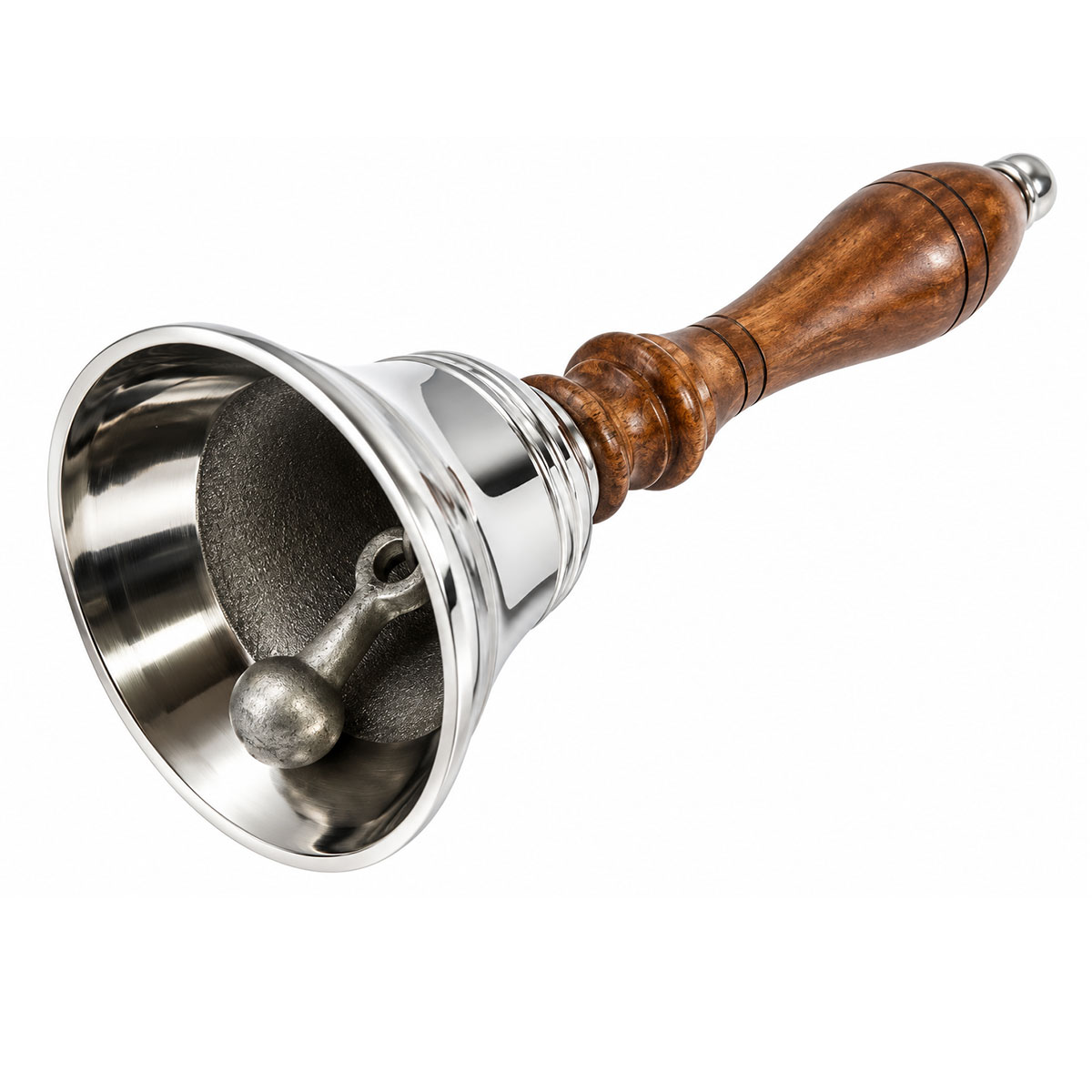 Cloche de table en laiton nickel� et bois 16 cm