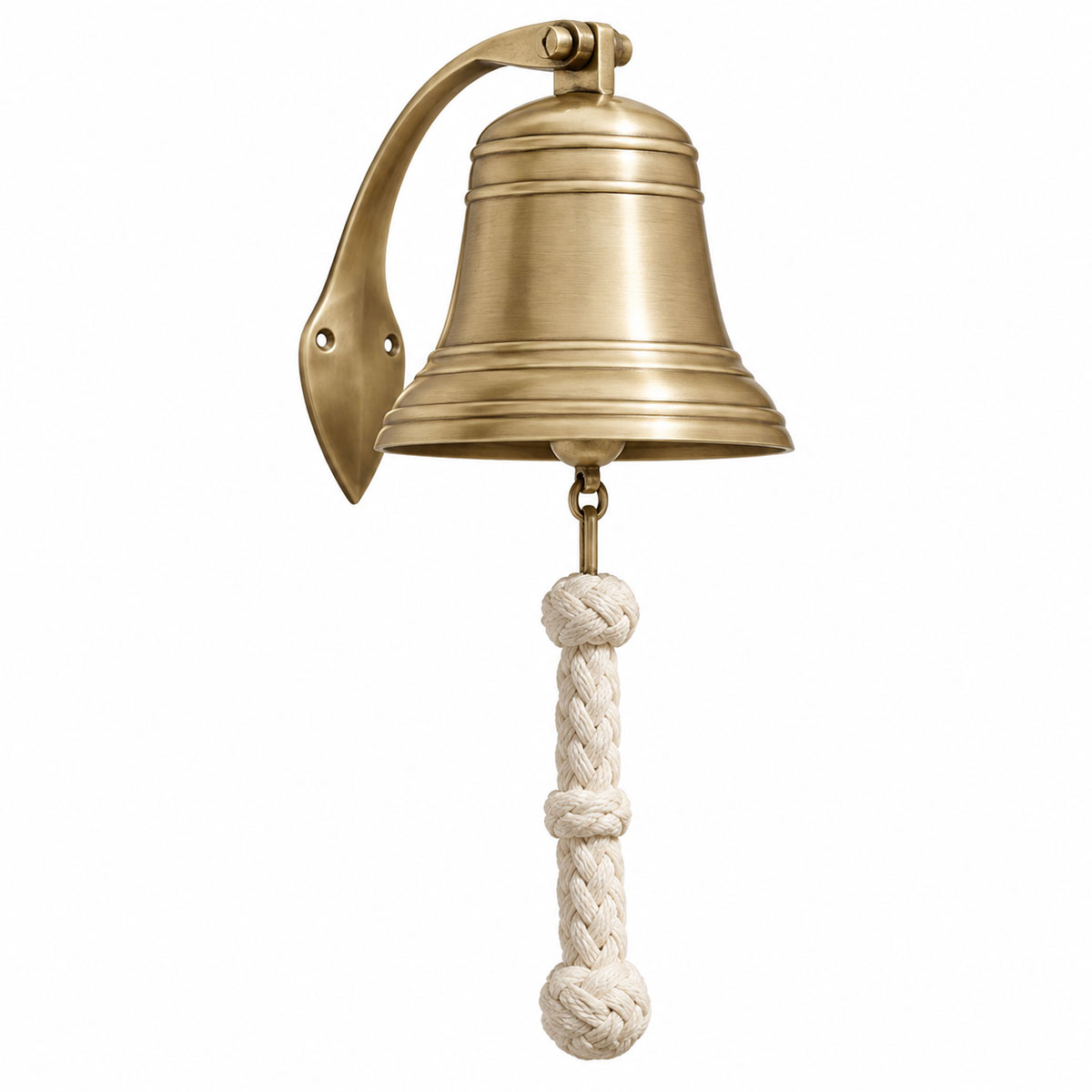 Cloche murale marine en laiton vieilli avec corde 33 cm