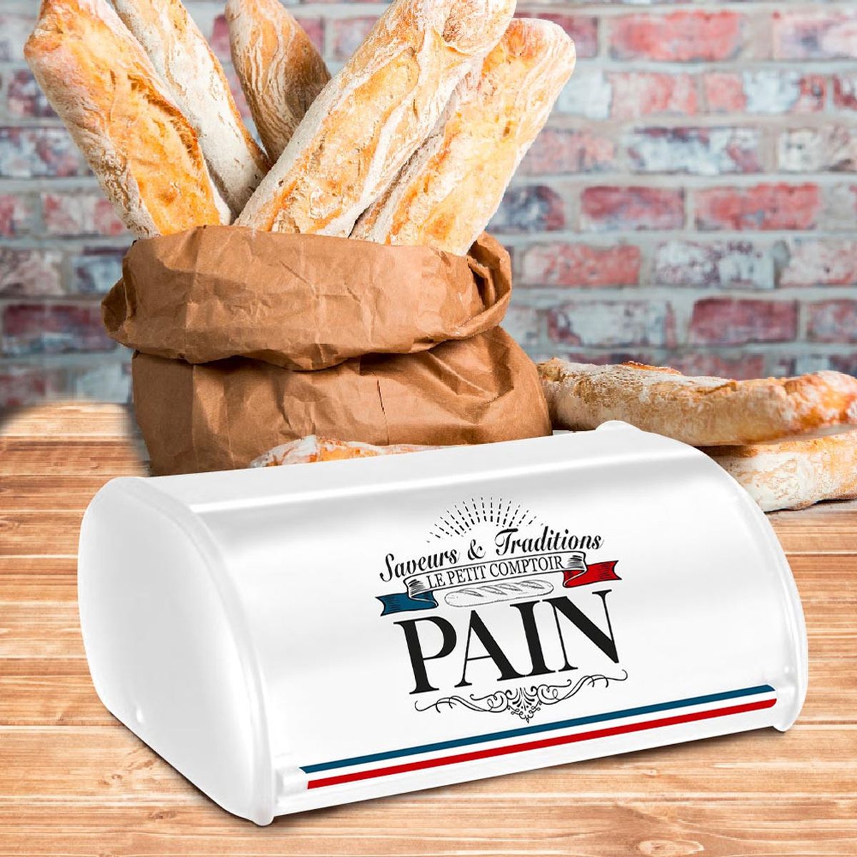 Boite  pain en mtal Saveurs et Traditions Franaises