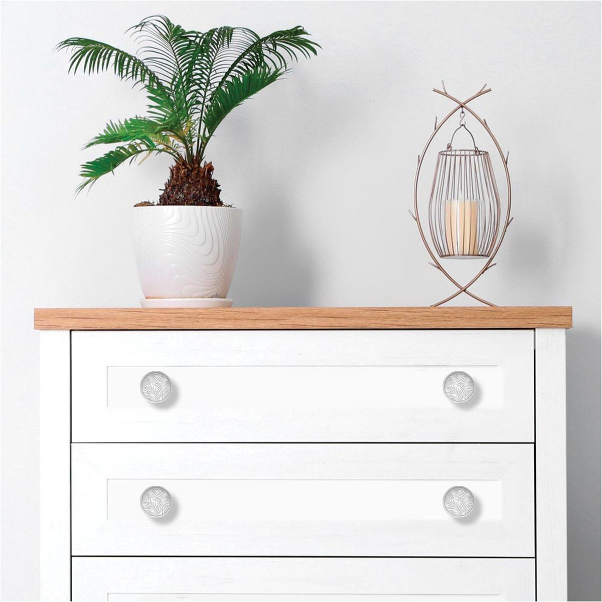 Bouton de meuble en c�ramique vendu � l'unit� - Palmier Gris