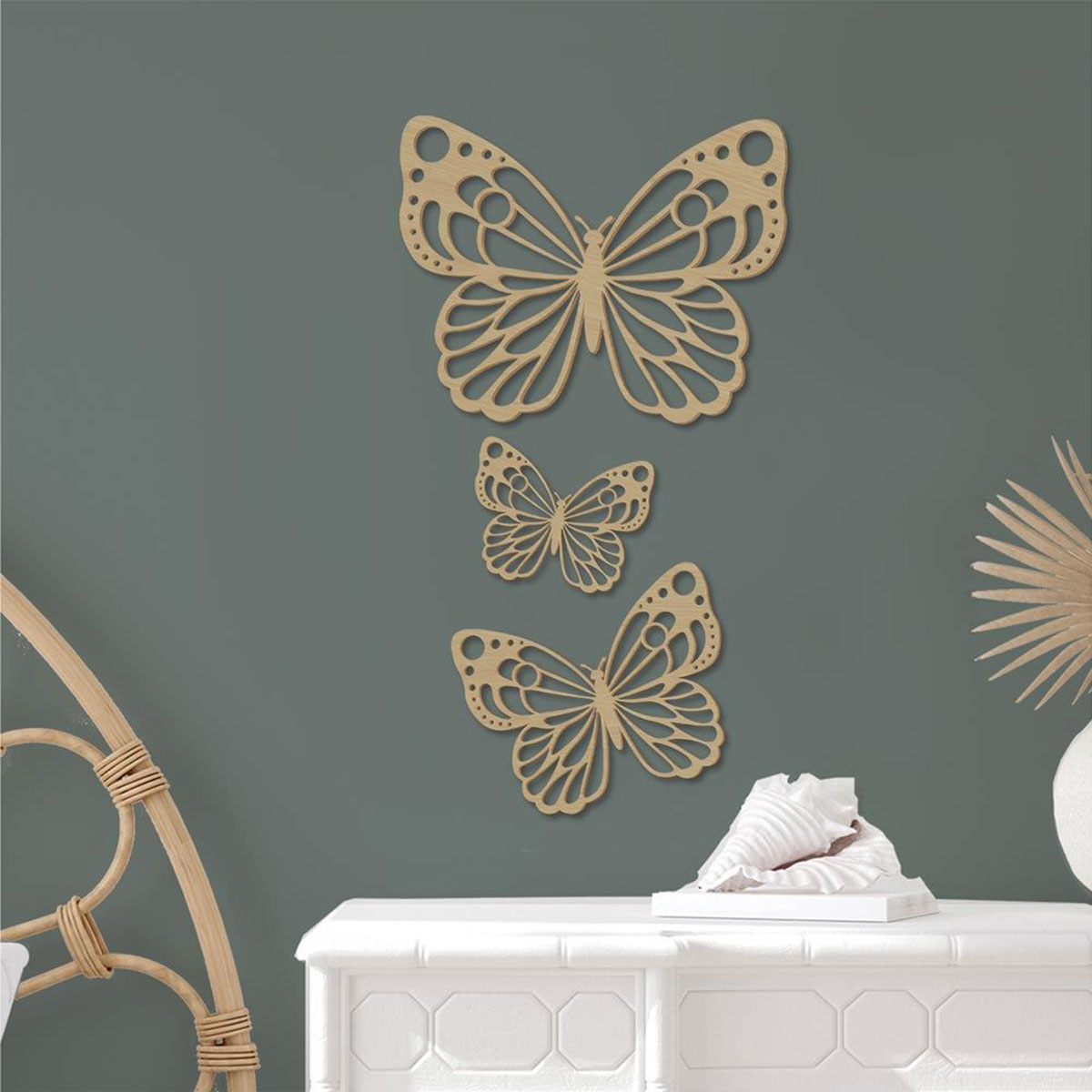 D�coration murale Papillons en bois � Set de 3