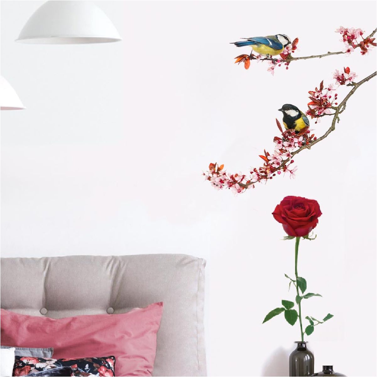 Sticker Mural dcoratif - msange bleues sur une branche