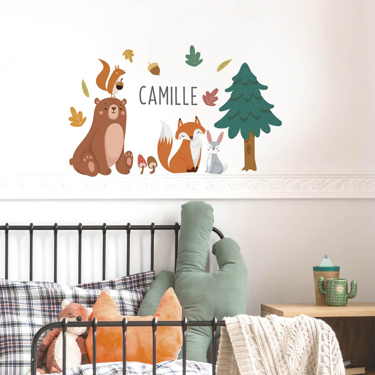 Stickers Muraux Animaux De La Forêt - Décoration Chambre Enfant - Style Aquarelle - 3 Feuilles