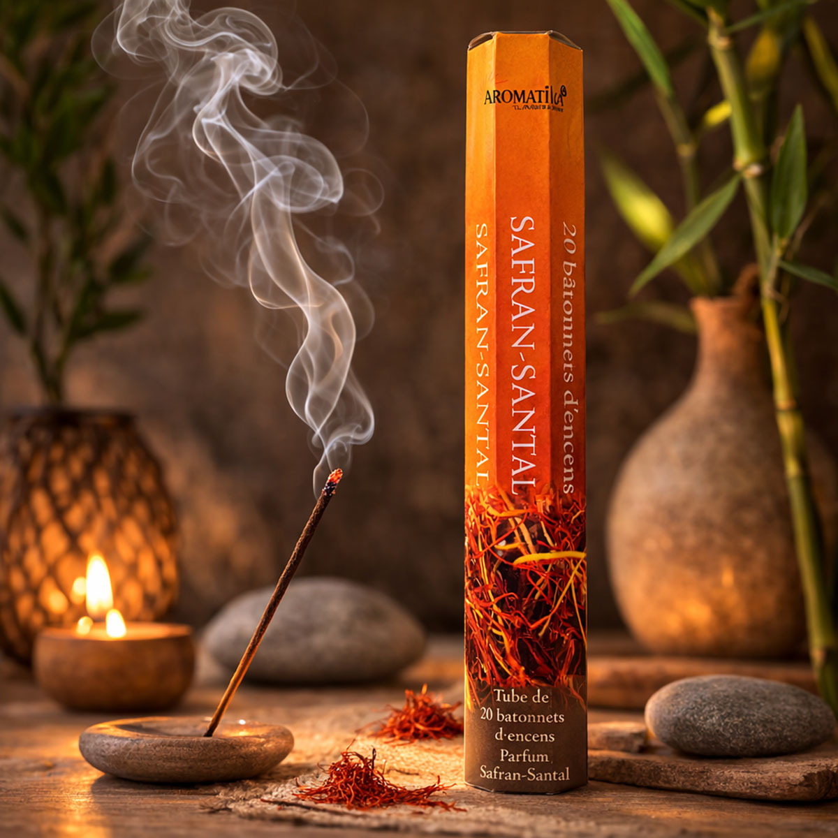 Encens Safran � Santal � Bo�te de 20 b�tonnets