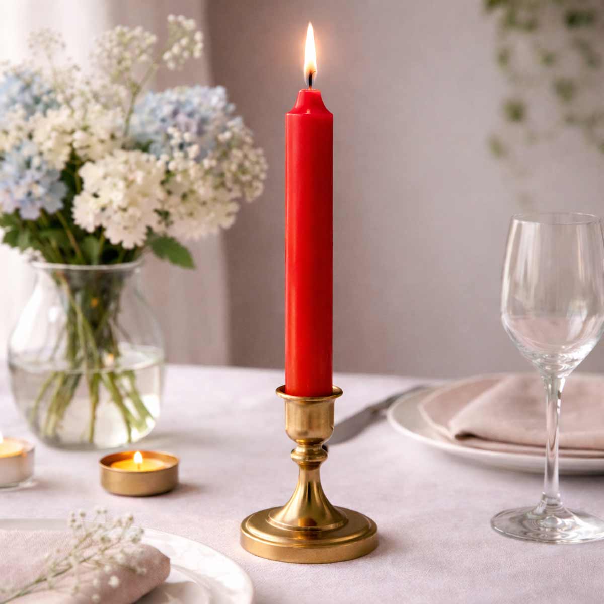 Bougie teint�e dans la masse 20 cm - Rouge