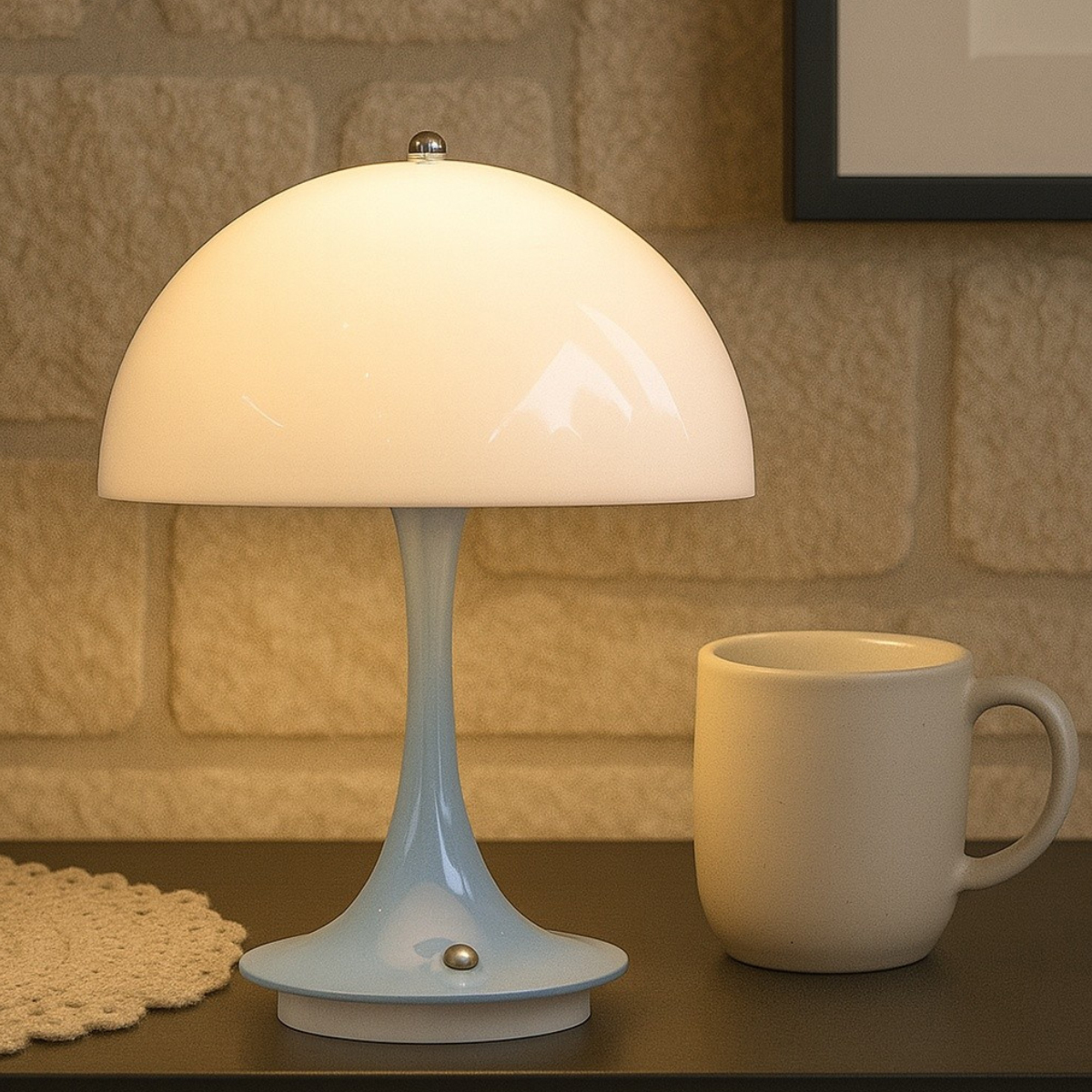 Lampe champignon tactile rechargeable bleu pastel Lightmeup
