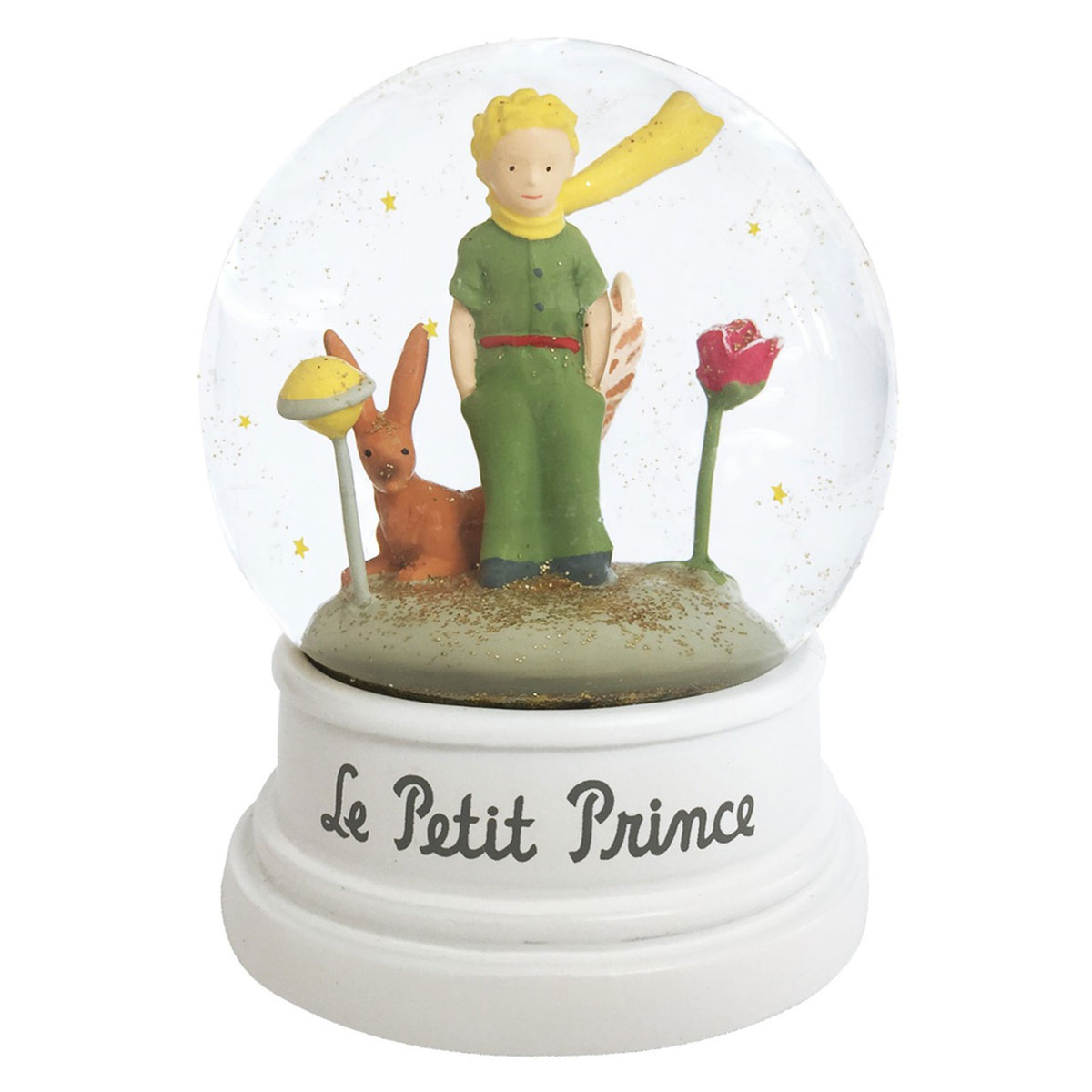 Boule � paillettes Le Petit Prince et le renard 8 cm