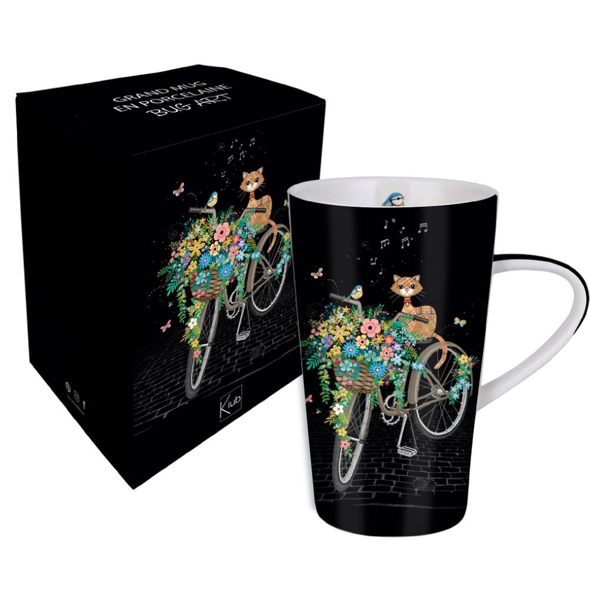 Paris Tasse mug vaisselle déco cadeau céramique Mug Chat sur Vélo
