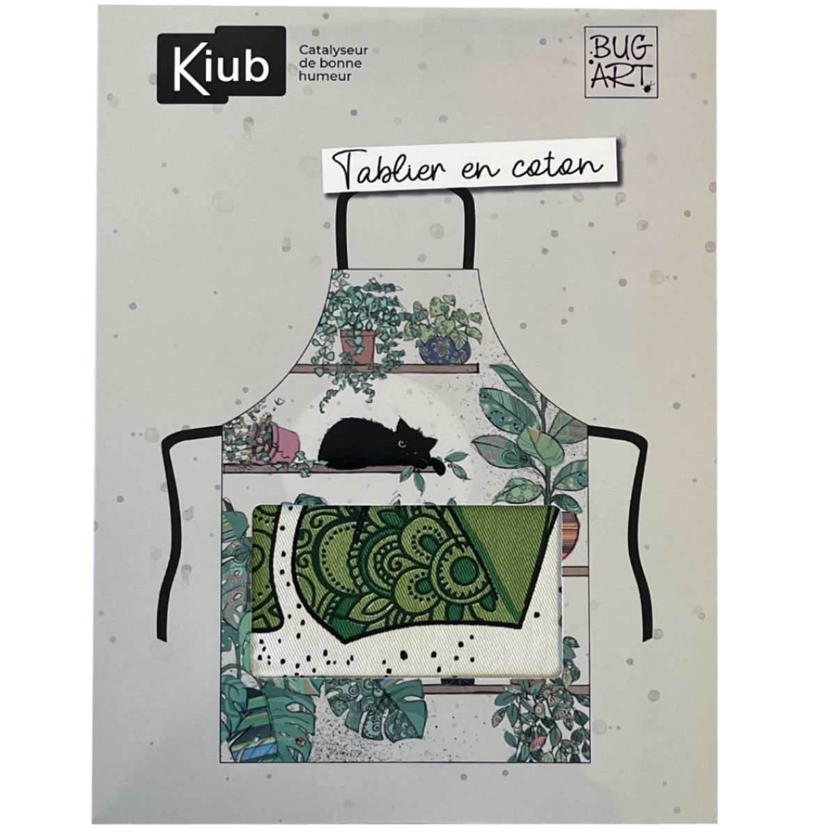 Tablier pour Adulte en coton Chat dans les plantes par Kiub