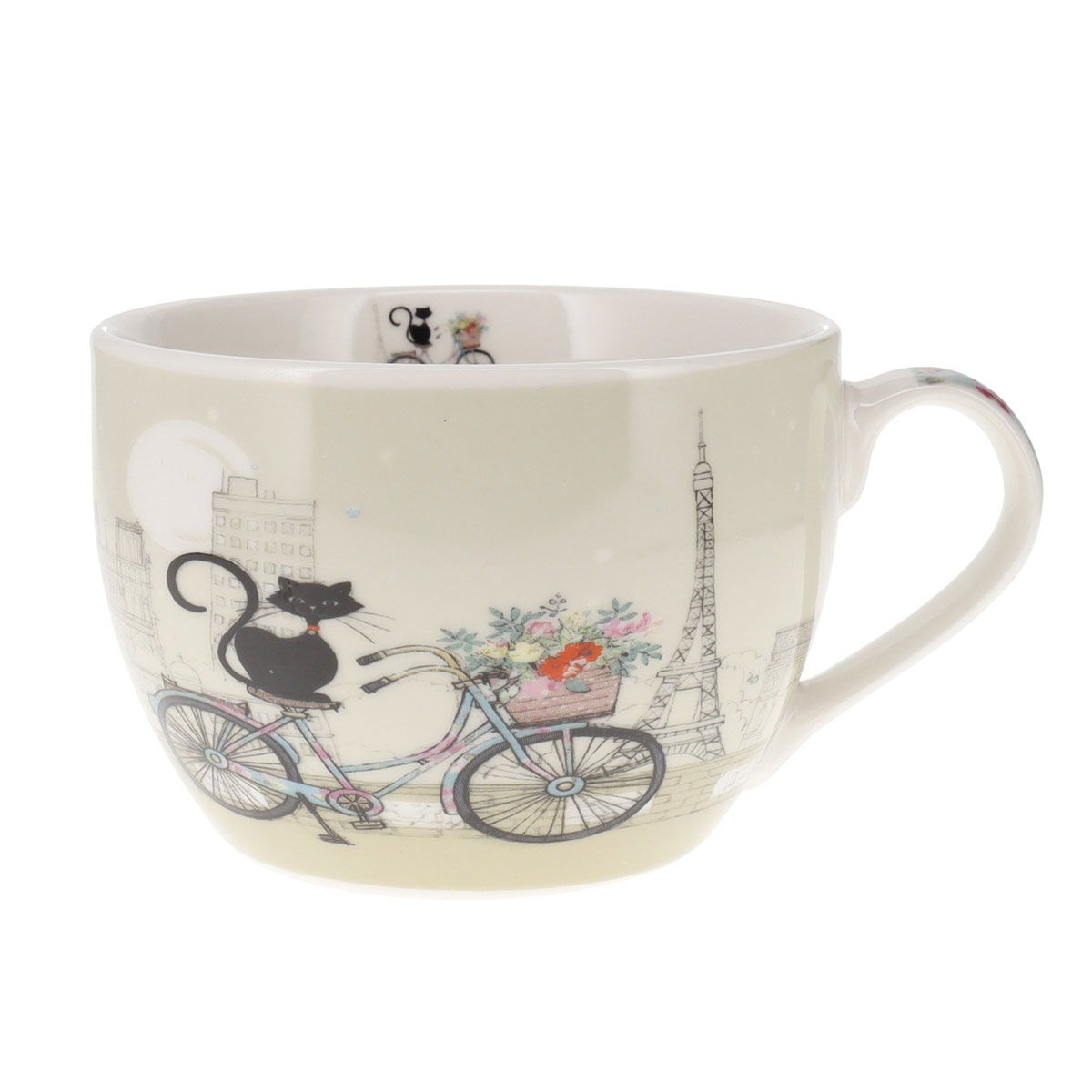 Bol en porcelaine chat � v�lo � Paris 500 ml