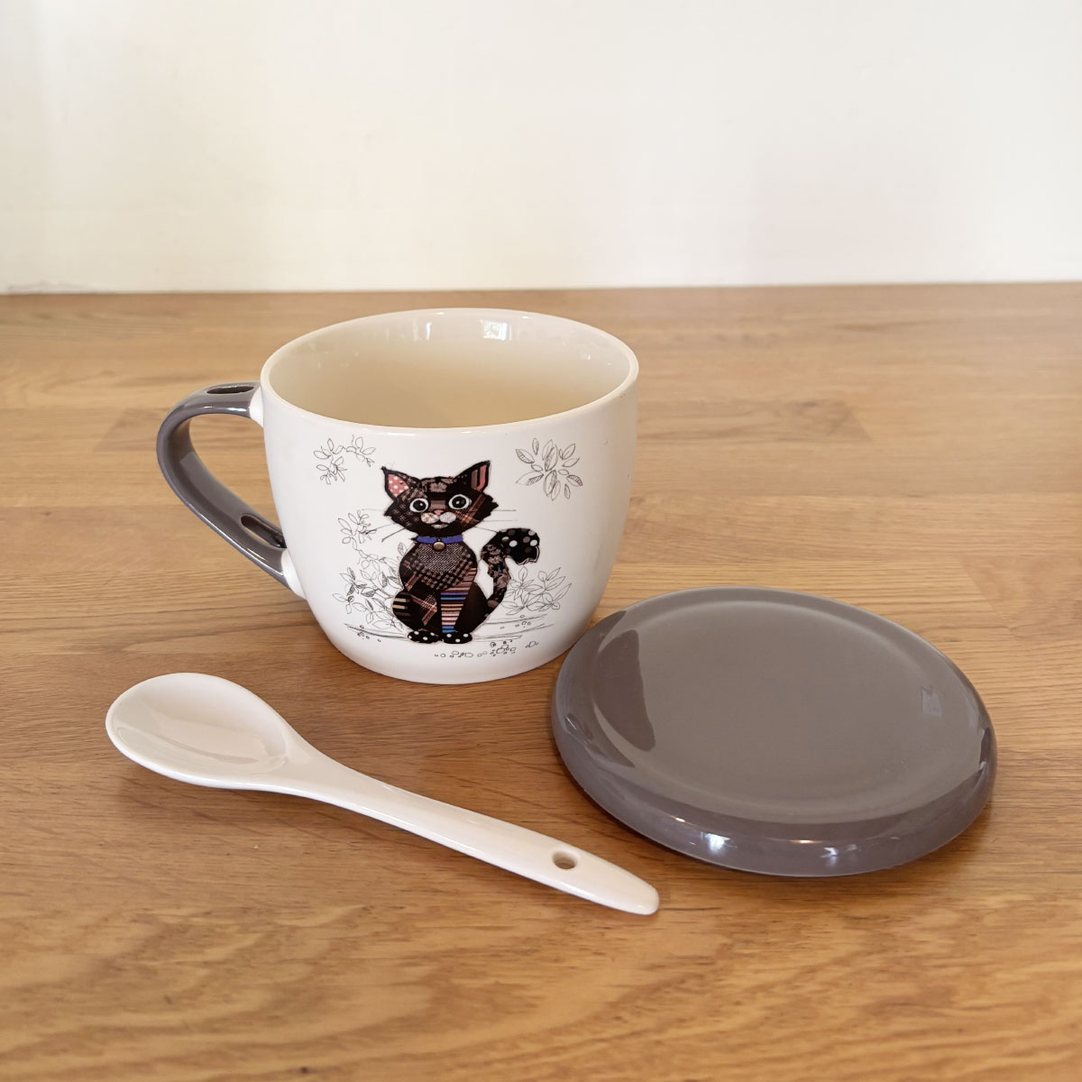 Bol  soupe chat noir Kook  650 ml avec couvercle et cuillre