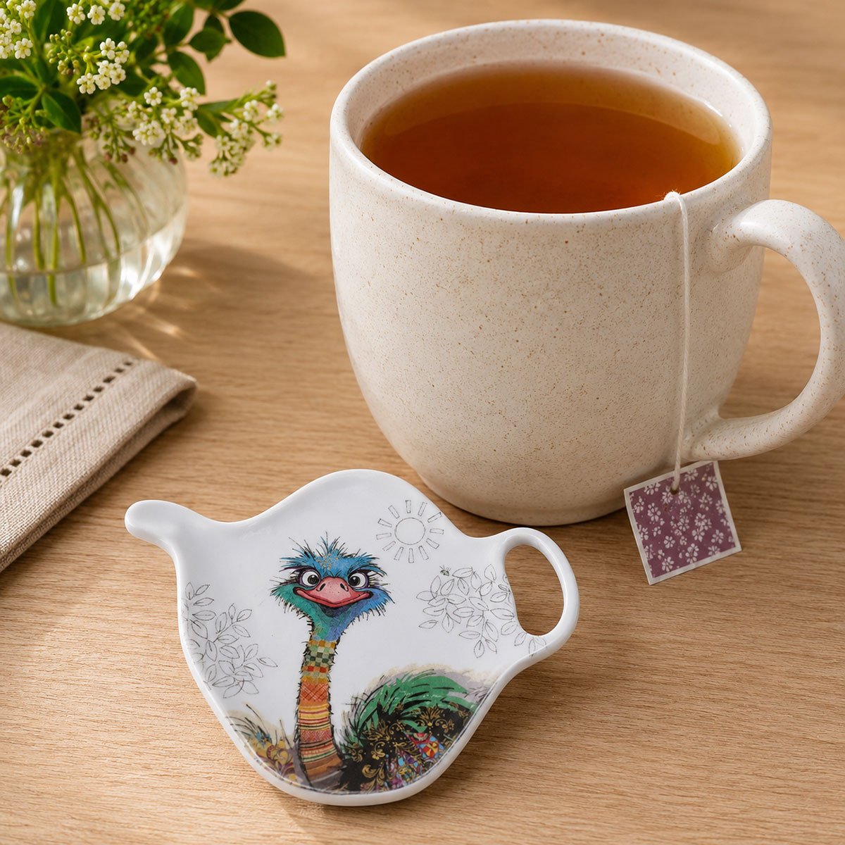 Repose-sachet de th� autruche en m�lamine