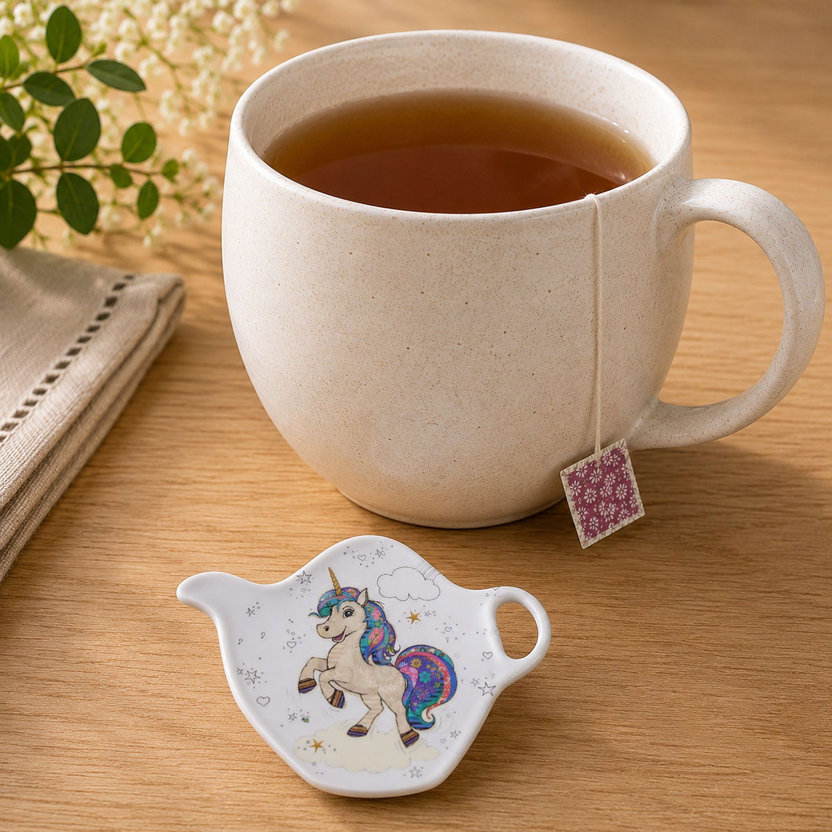 Repose-sachet de th� licorne en m�lamine
