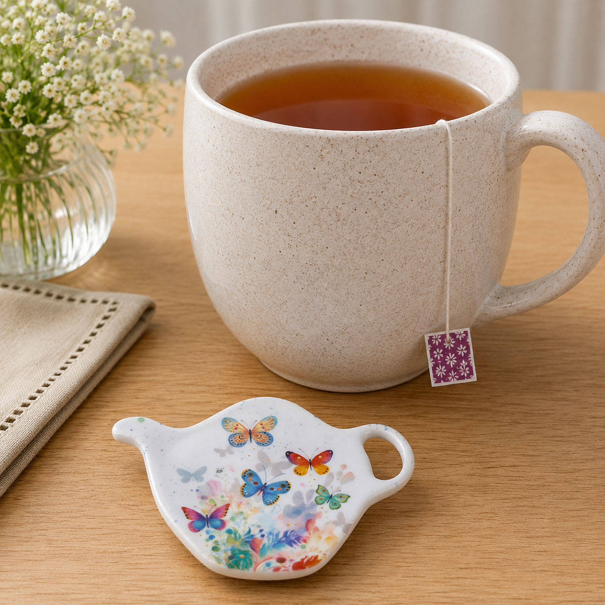 Repose-sachet de th� papillons en m�lamine