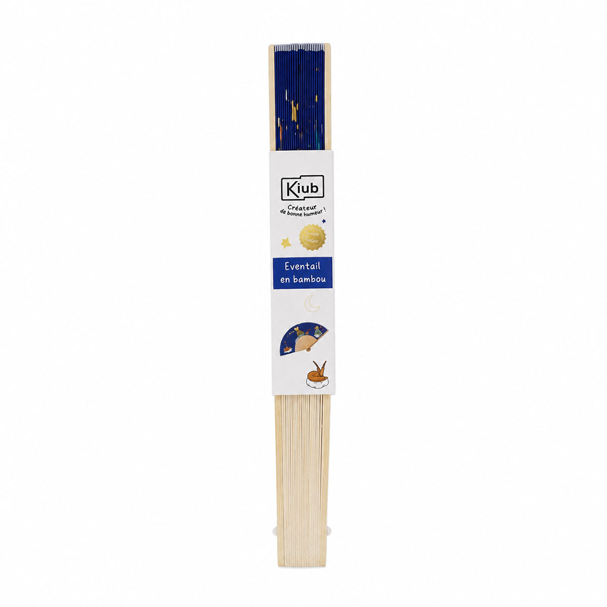 �ventail Le Petit Prince bleu fonc� en bambou