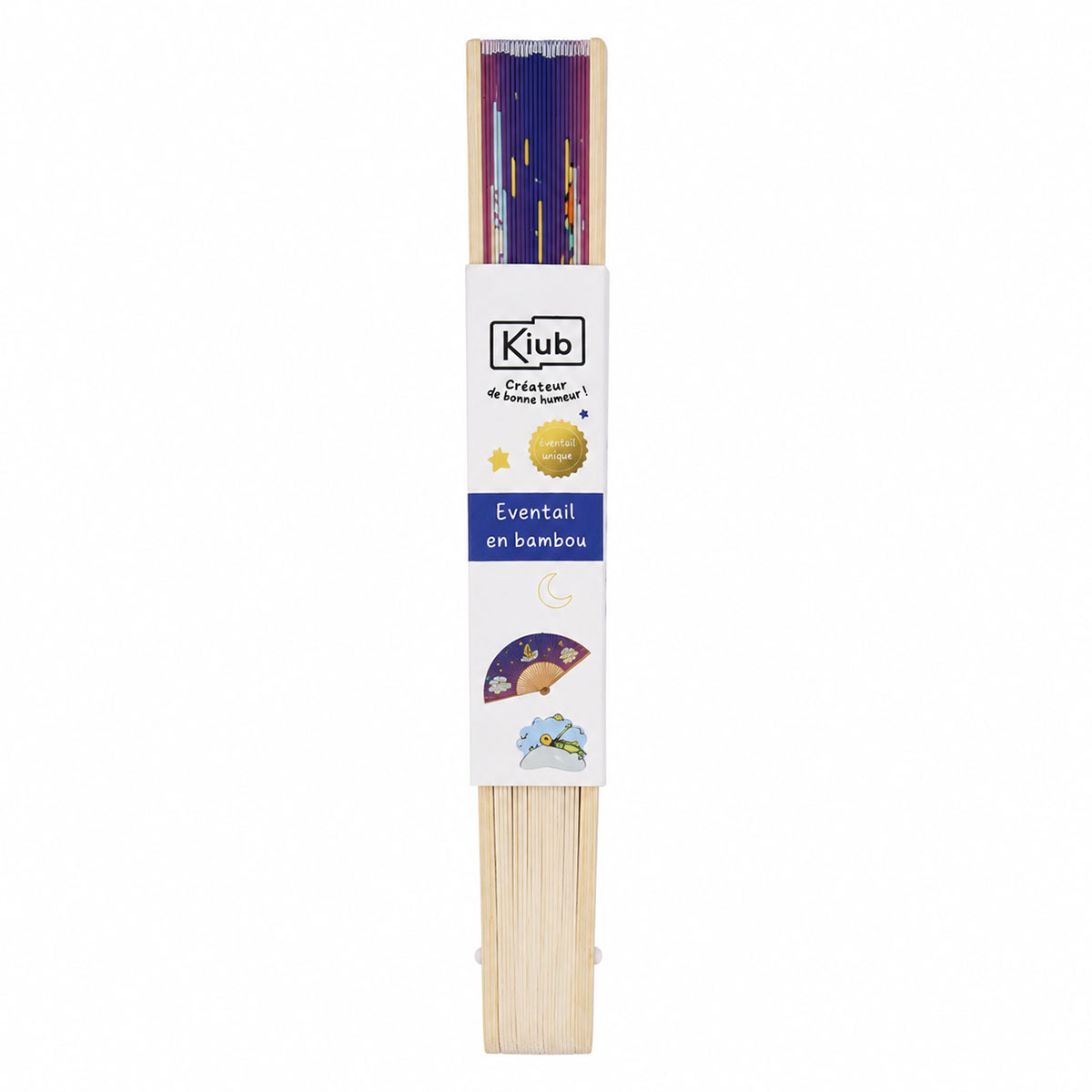 �ventail Le Petit Prince rose et violet en bambou