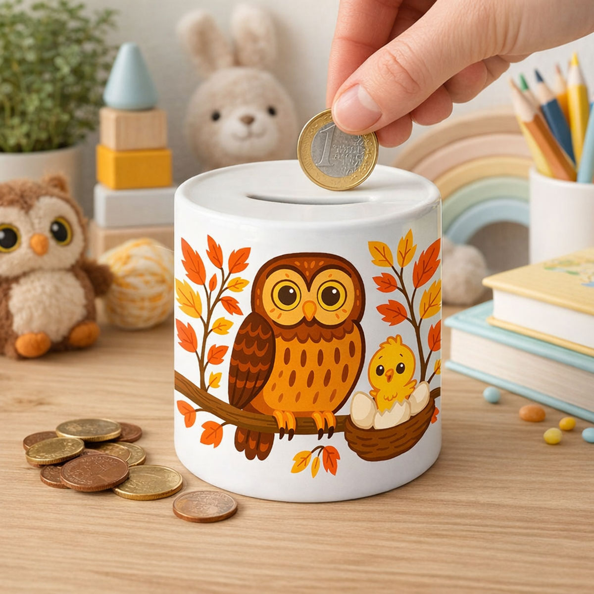 Tirelire Hibou en c�ramique � 9,5 cm