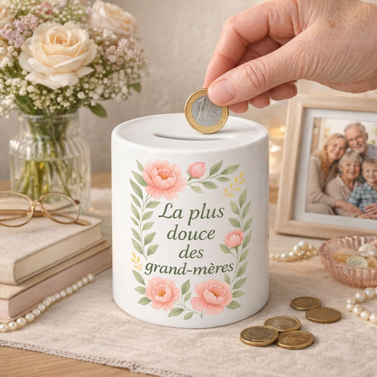 Tirelire La plus douce des grand-m�res en c�ramique � 9,5 cm