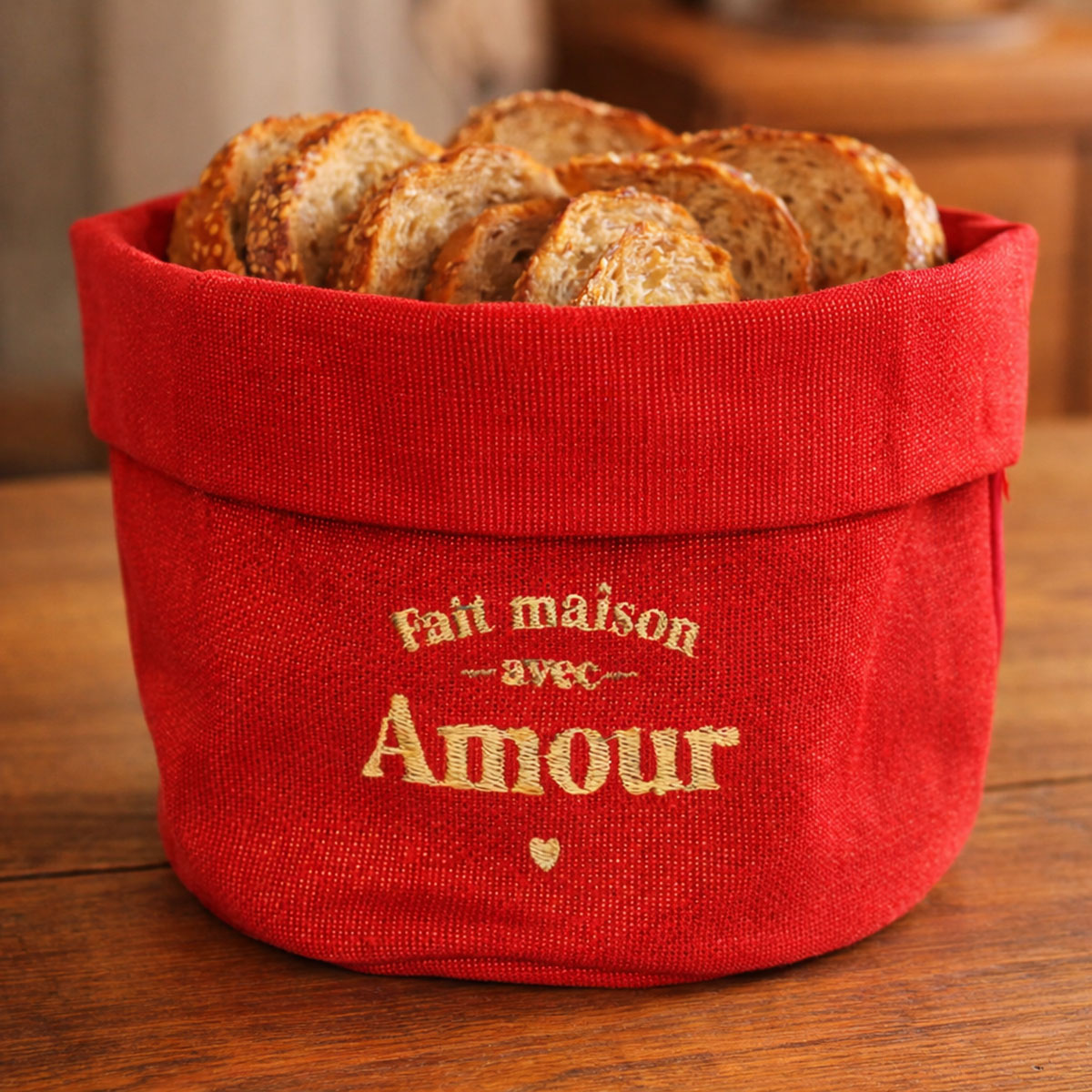 Petite corbeille � pain paillet�e brod�e Fait maison avec amour