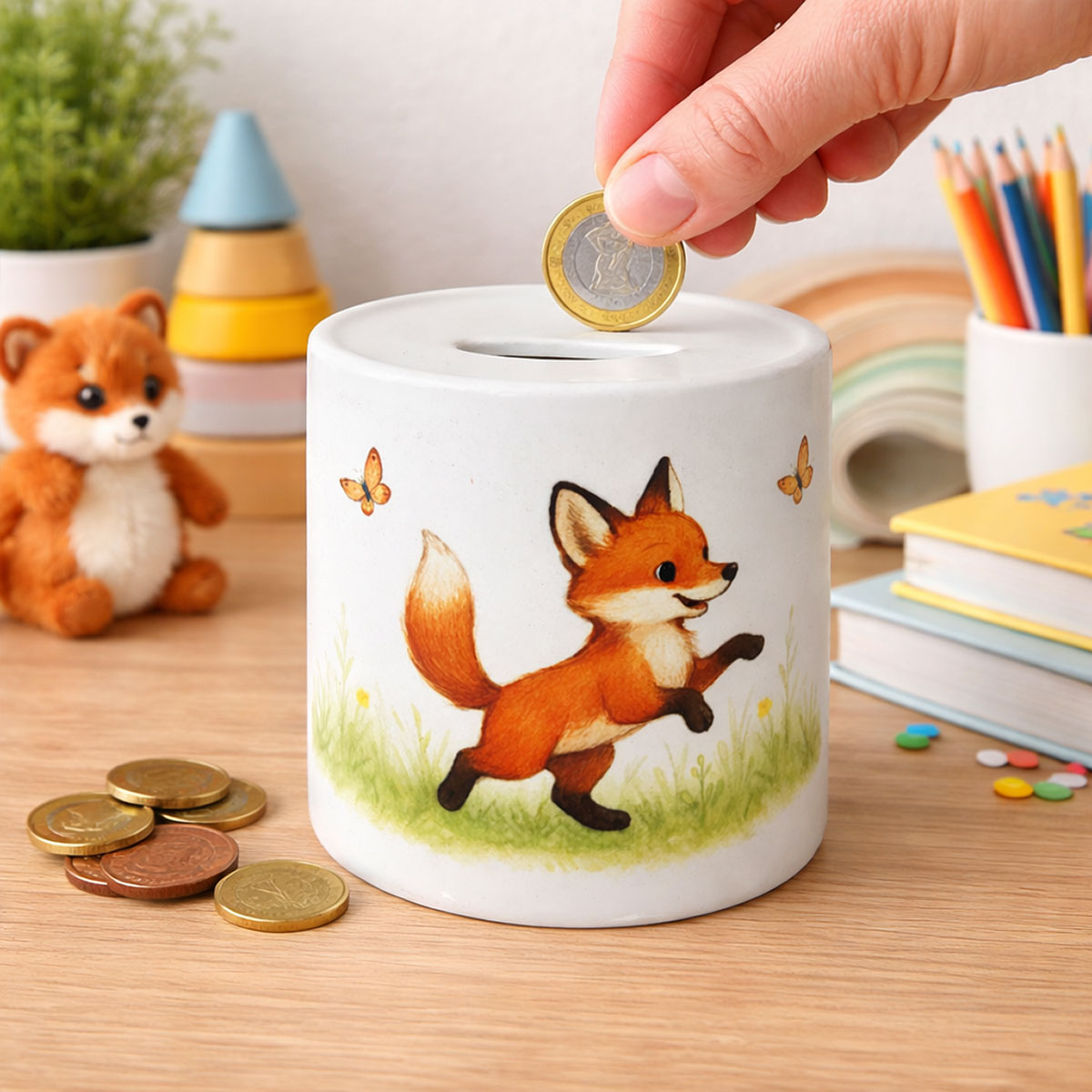 Tirelire renard en c�ramique � 9,5 cm