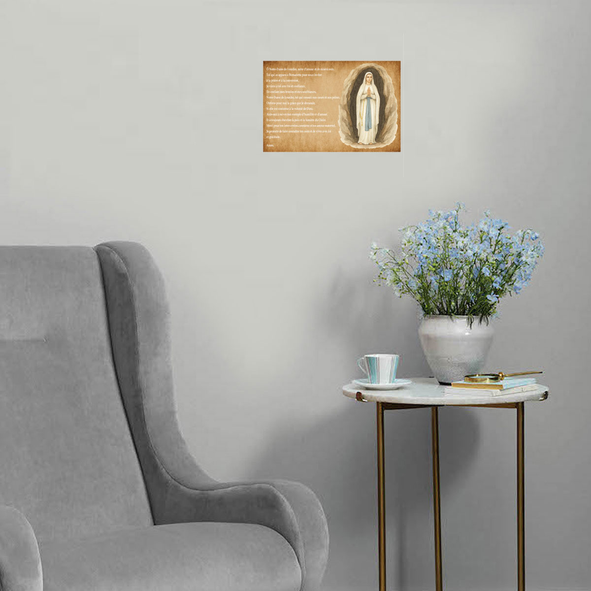 Plaque aluminium pri�re Notre Dame de Lourdes 30,5 � 20 cm