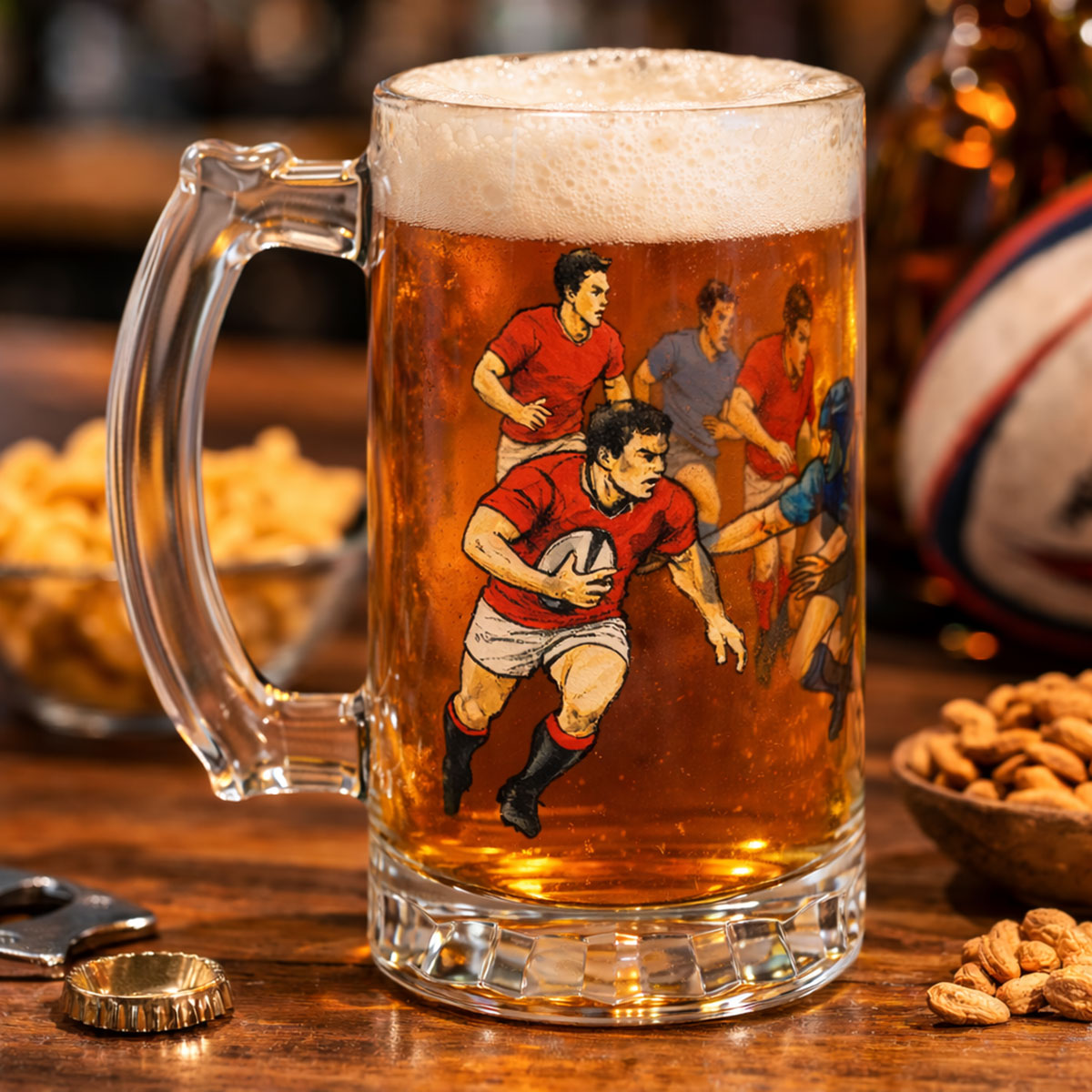 Chope � bi�re Rugby 470 ml � Verre � bi�re imprim� en France