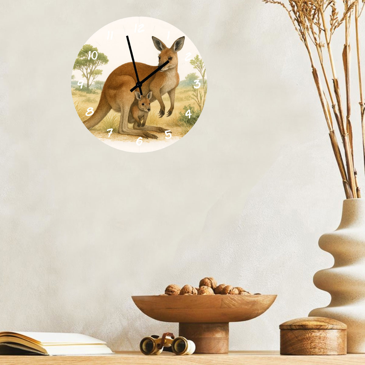 Horloge murale kangourou en verre 29 cm