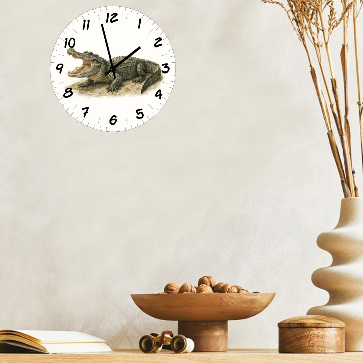 Horloge murale crocodile en verre 29 cm