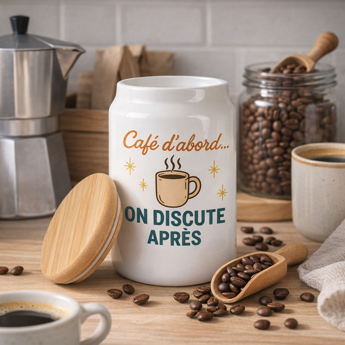 Pot � caf� en c�ramique Caf� d�abord� on discute apr�s � 650 ml