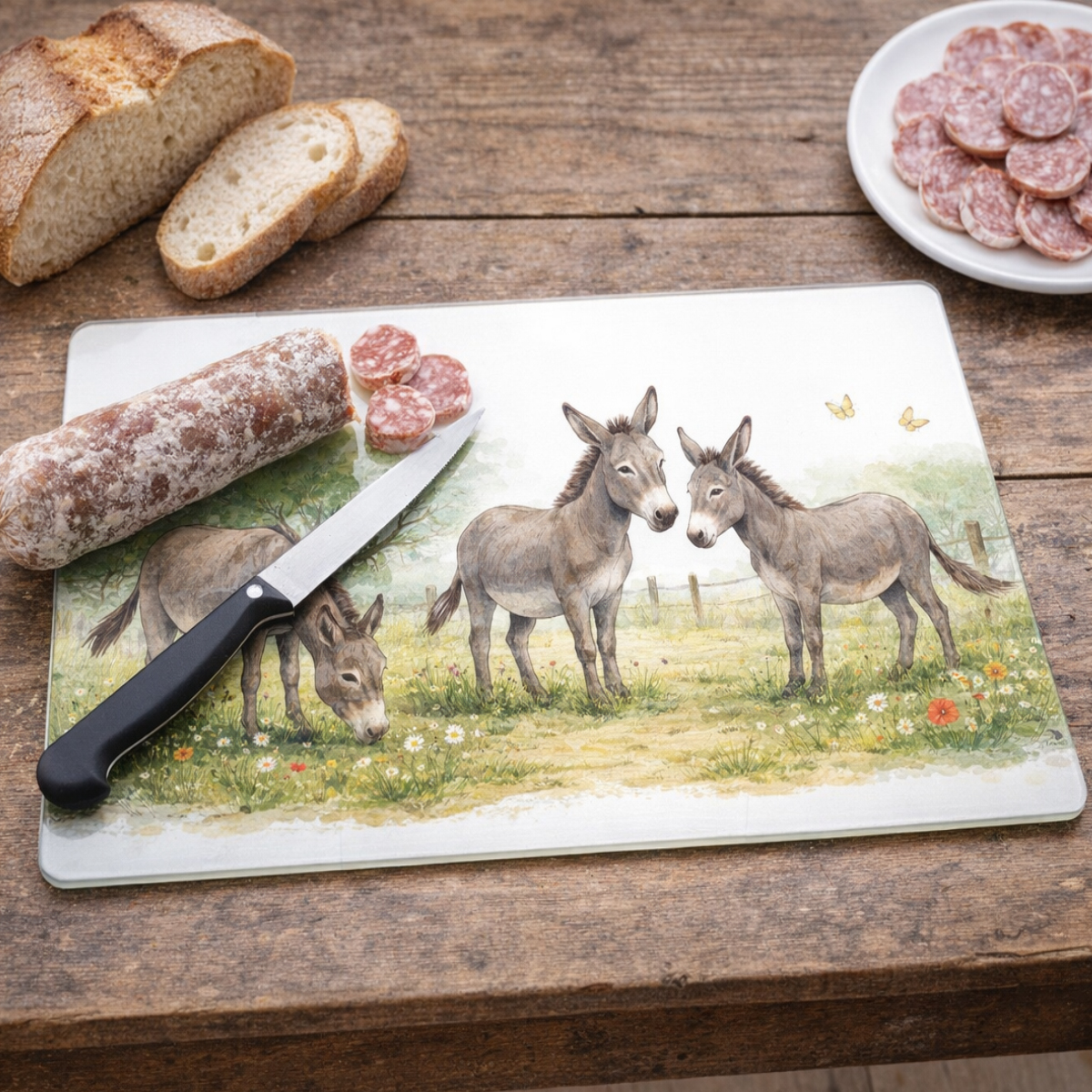 Planche � d�couper en verre �nes dans la prairie 28,5 � 20 cm