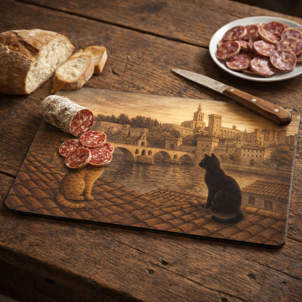 Planche � d�couper en verre chats d'Avignon