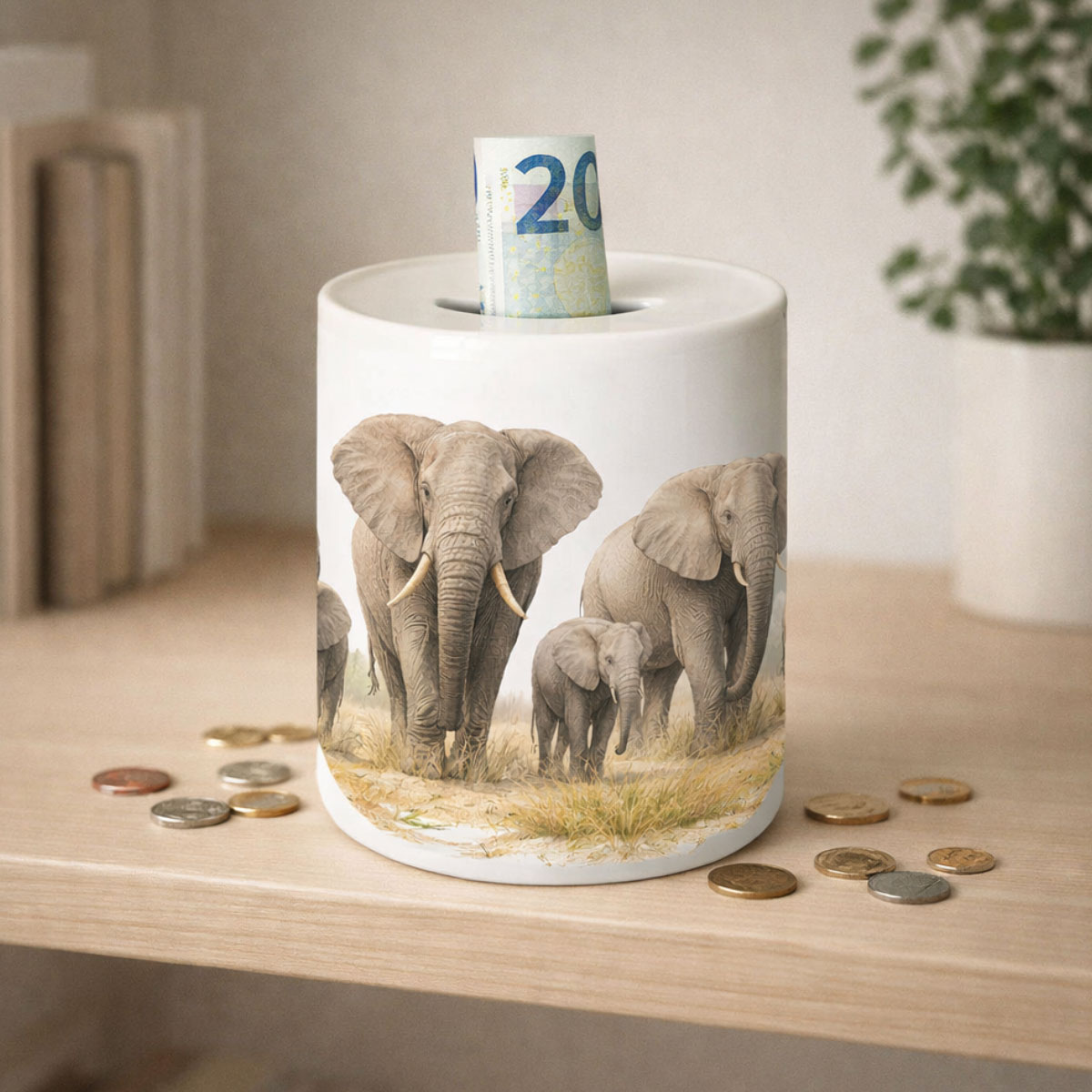 Tirelire El�phants en c�ramique 9,5 cm