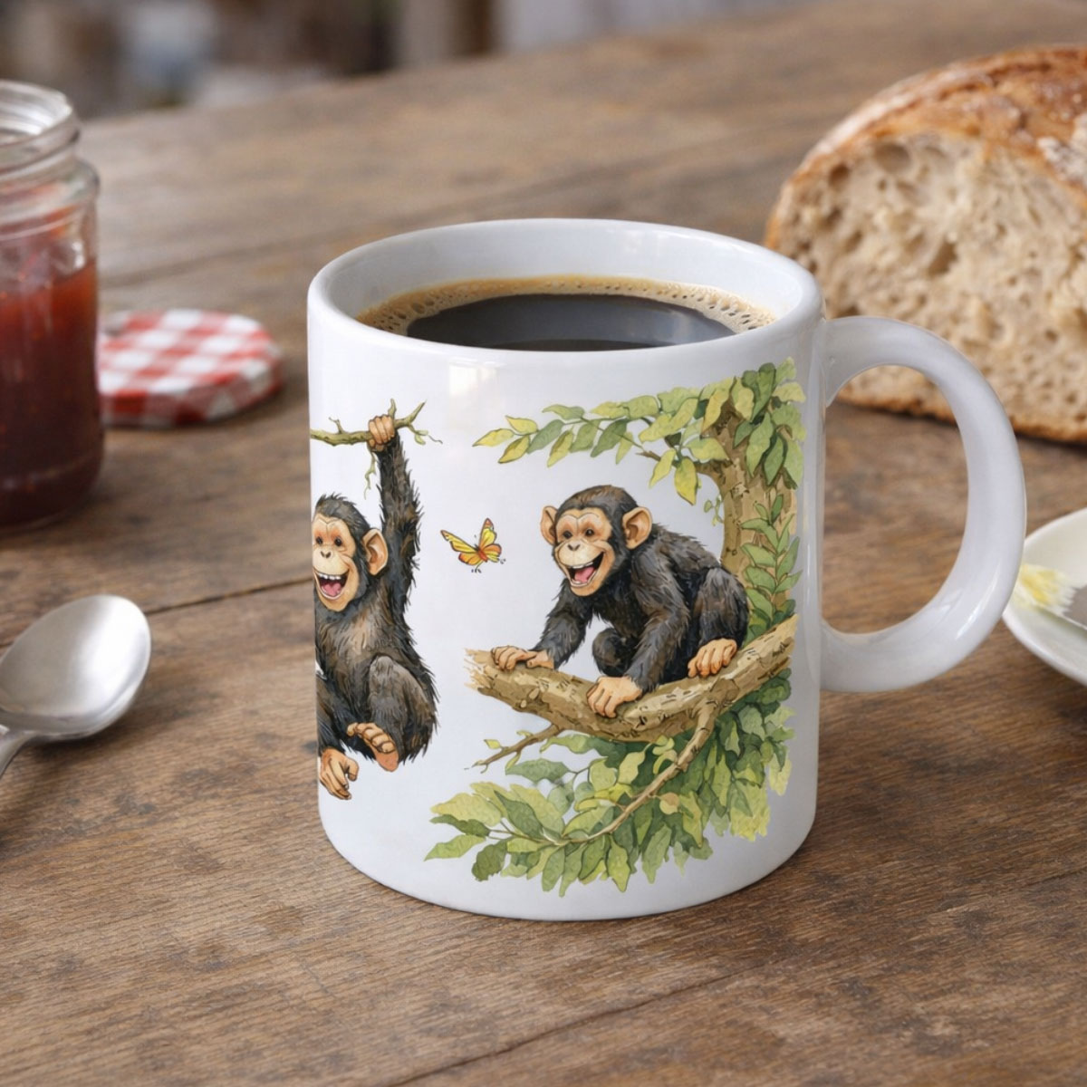 Mug en c�ramique � chimpanz�s dans la jungle � Cbkr�ation