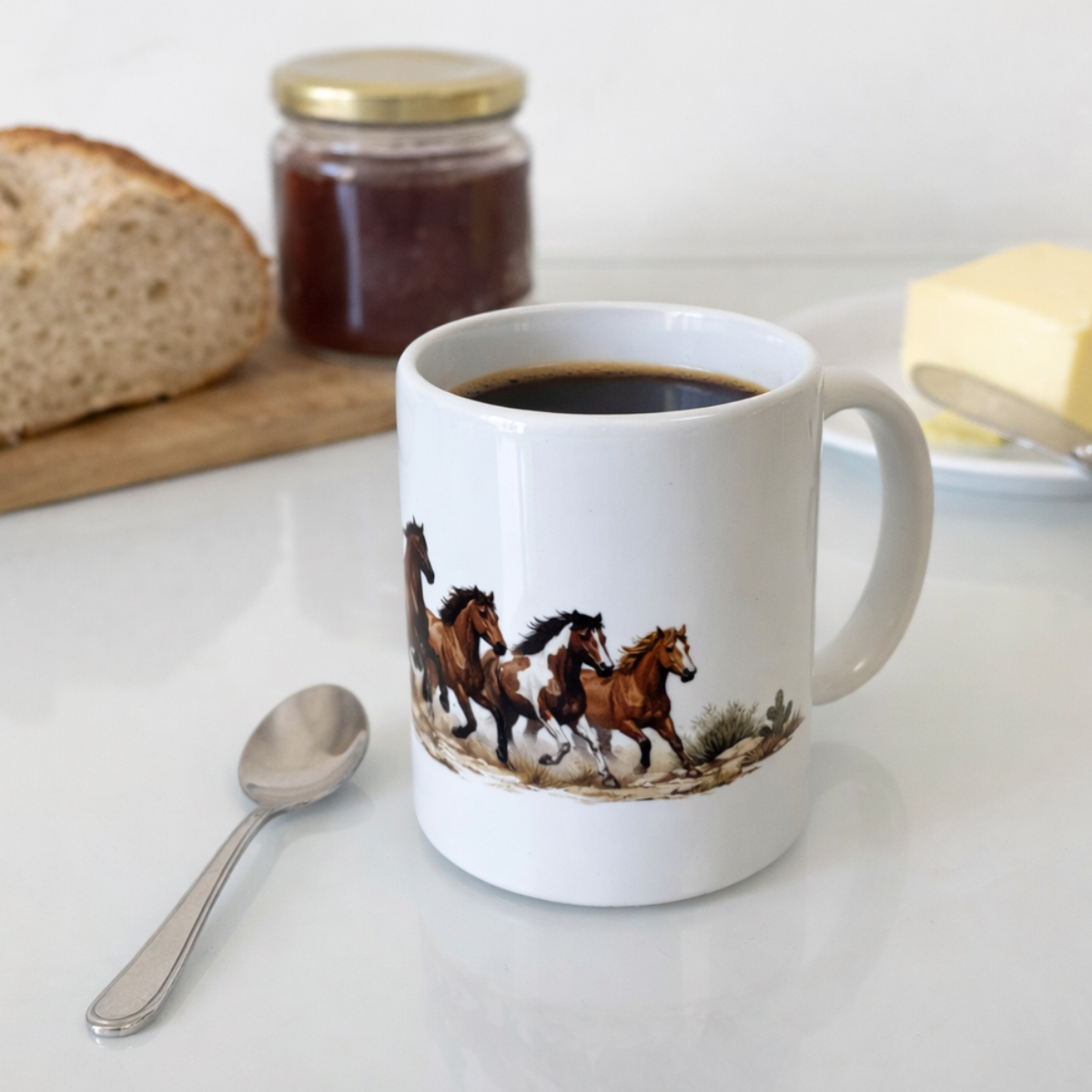 Mug en c�ramique �  mustangs au galop � CBKr�ation