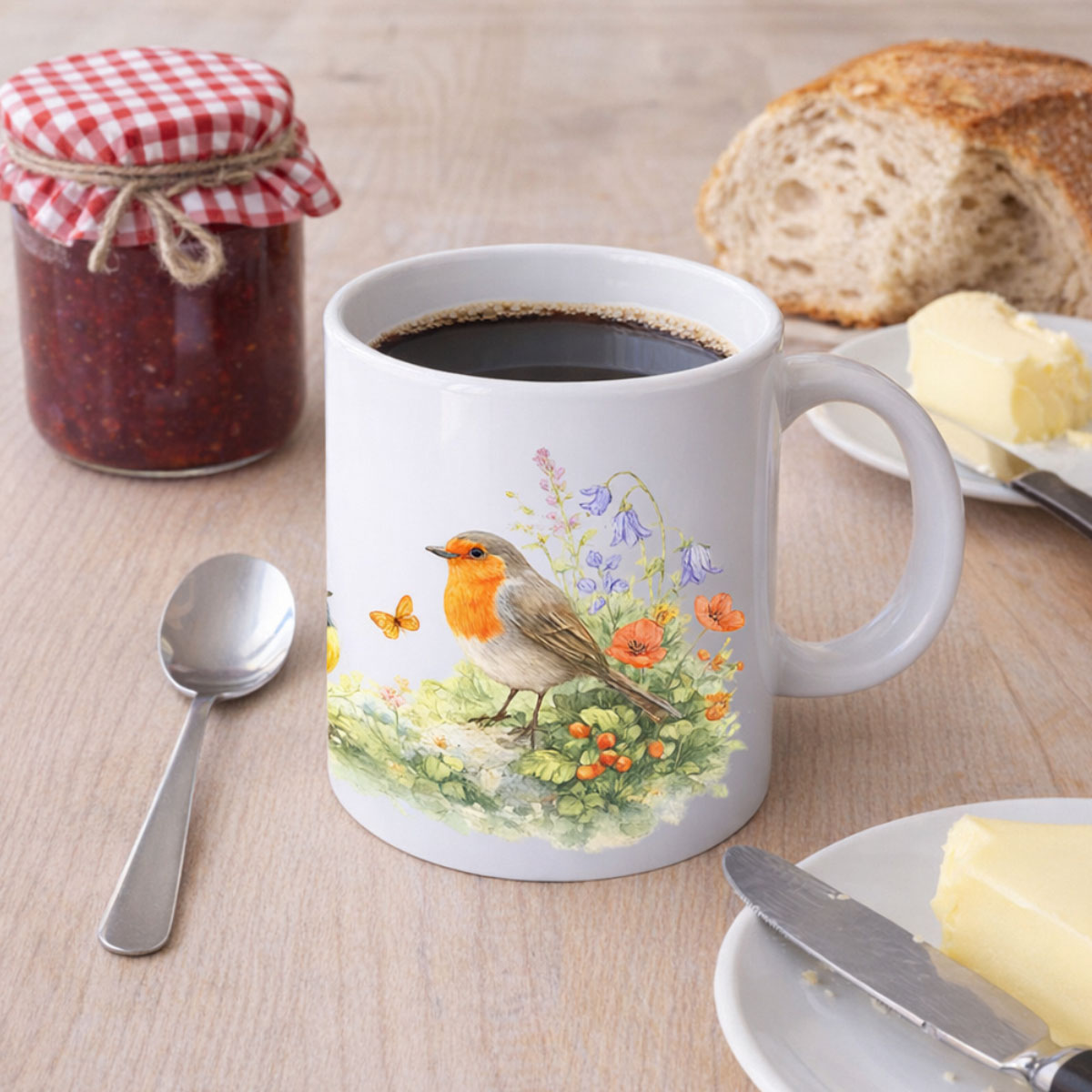 Mug en c�ramique � petits oiseaux � CBKr�ation