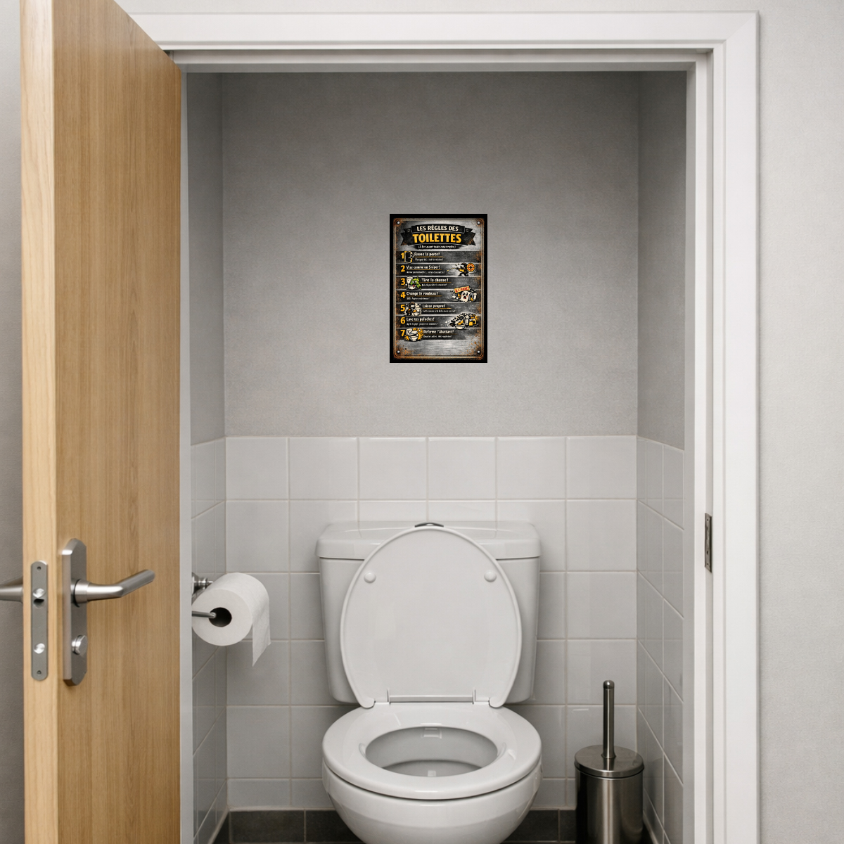 Plaque aluminium pri�re des toilettes 30,5 � 20 cm
