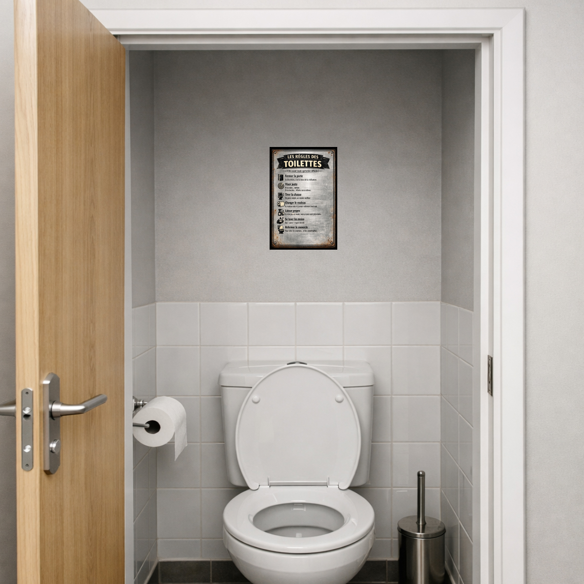 Plaque aluminium pri�re des toilettes 30,5 � 20 cm