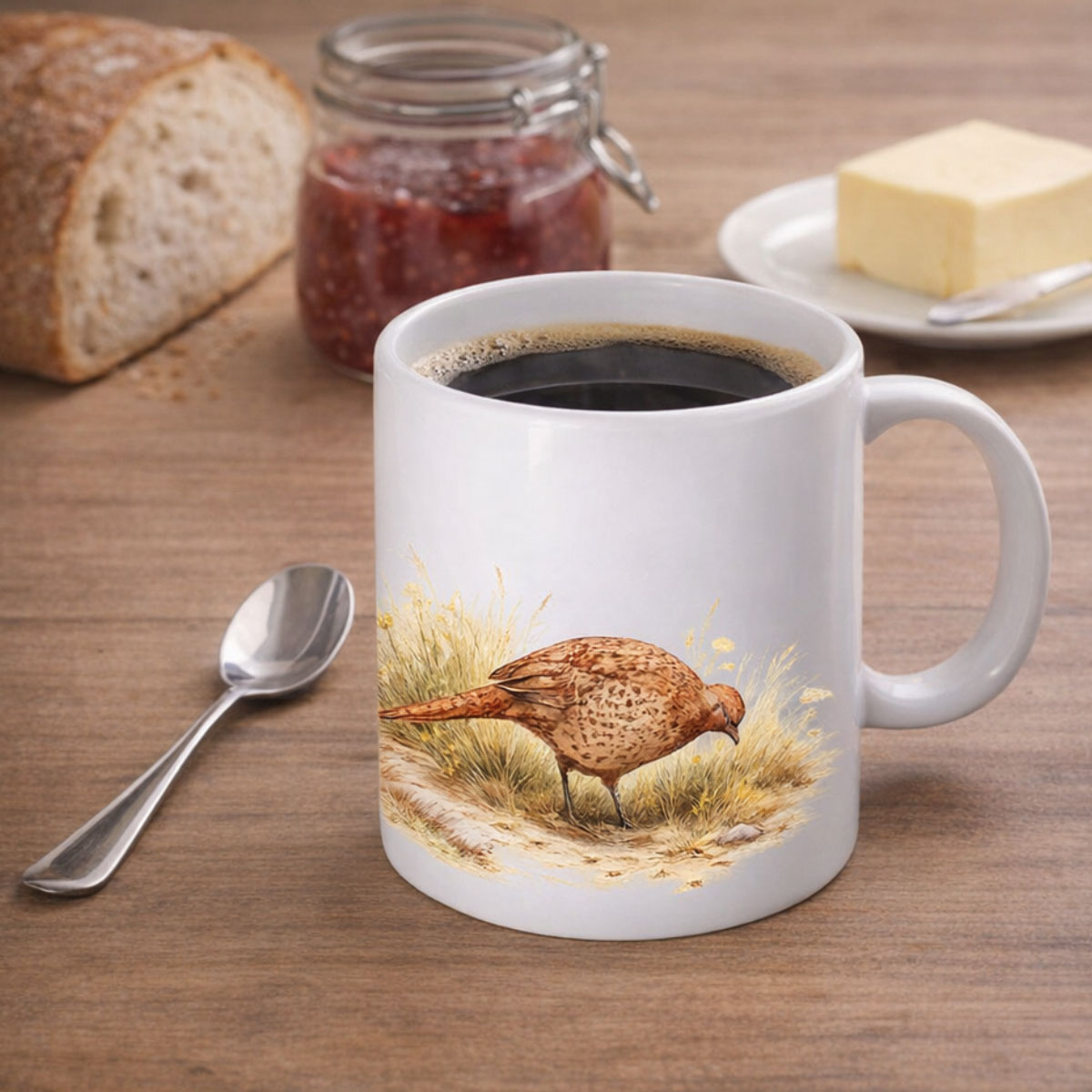 Mug en c�ramique � faisans dans le maquis � Cbkr�ation