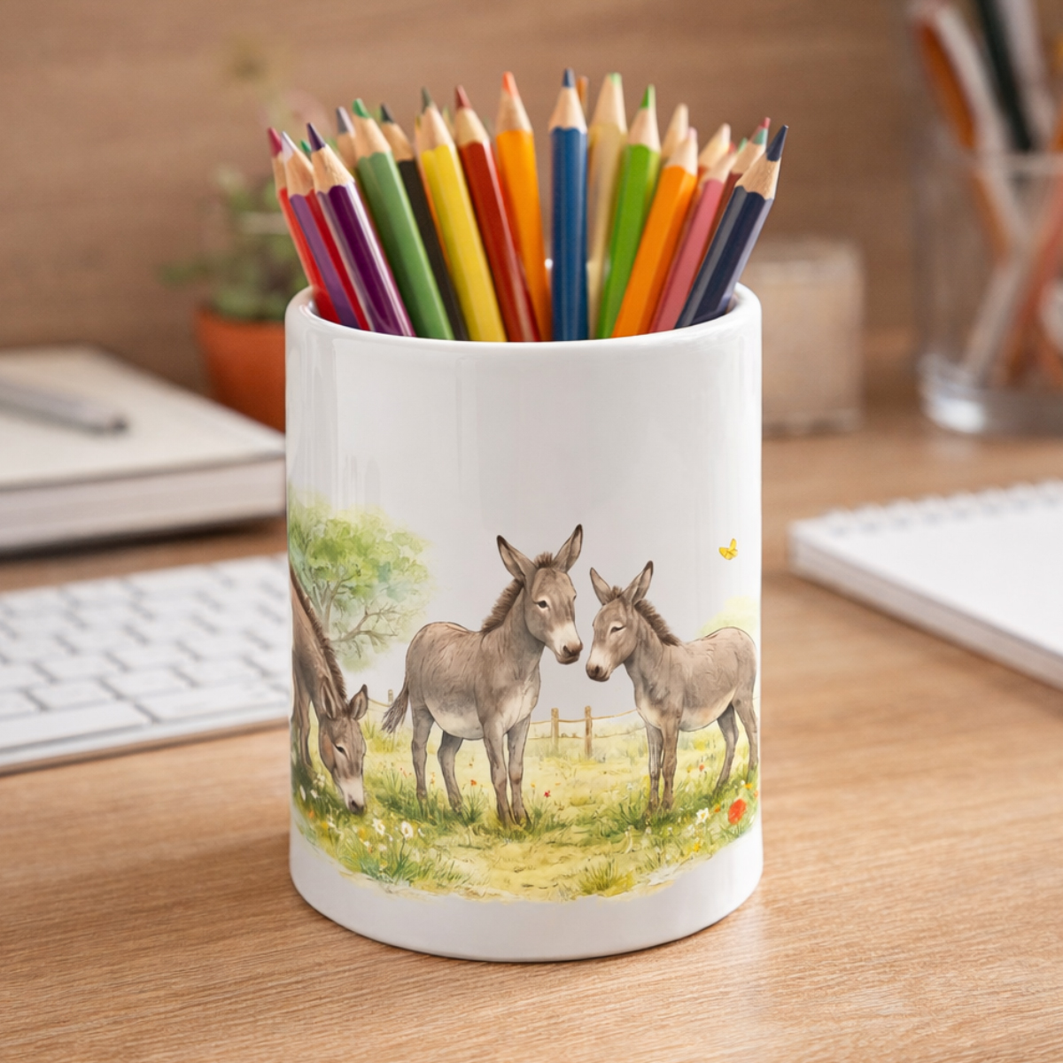 Pot � crayons en c�ramique � �nes dans la prairie Cbkr�ation