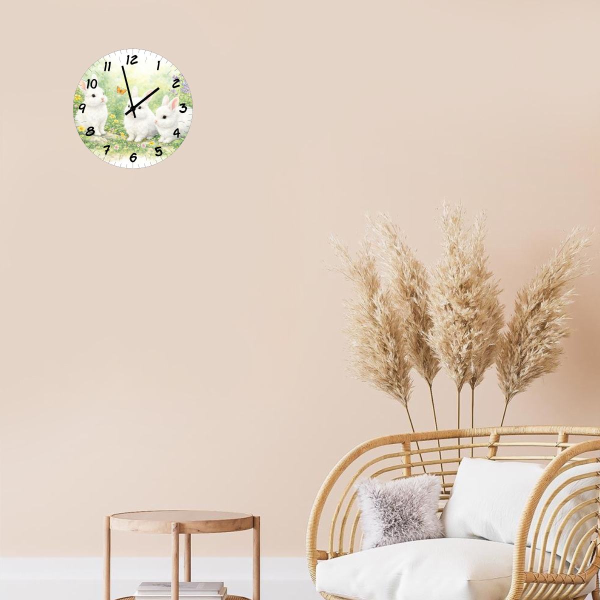 Horloge murale en verre lapins 29 cm