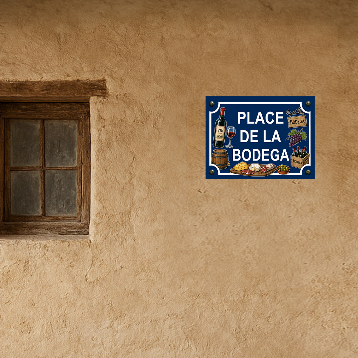 Plaque m�tal place de la Bod�ga � 20 x 15 cm
