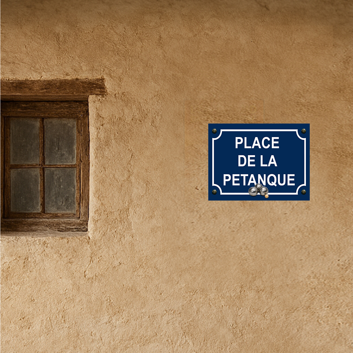 Plaque m�tal place de la p�tanque � 20 x 15 cm
