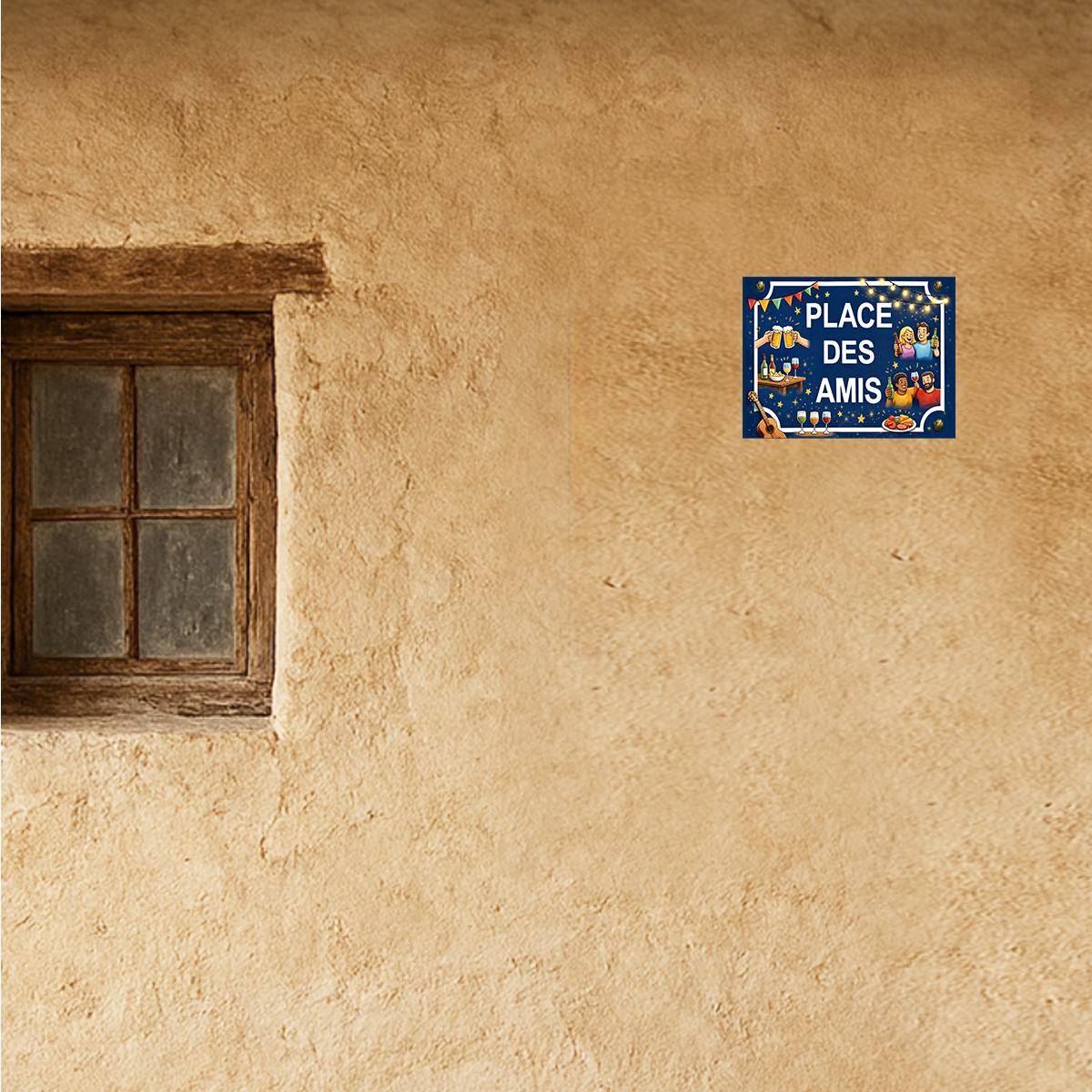 Plaque m�tal place des amis � 20 x 15 cm
