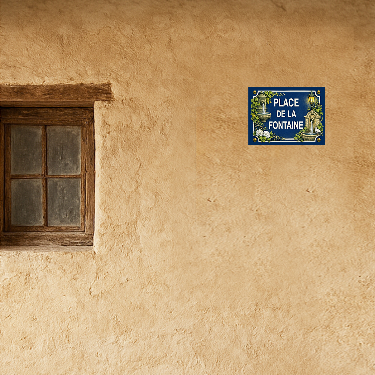 Plaque m�tal place de la fontaine � 20 x 15 cm
